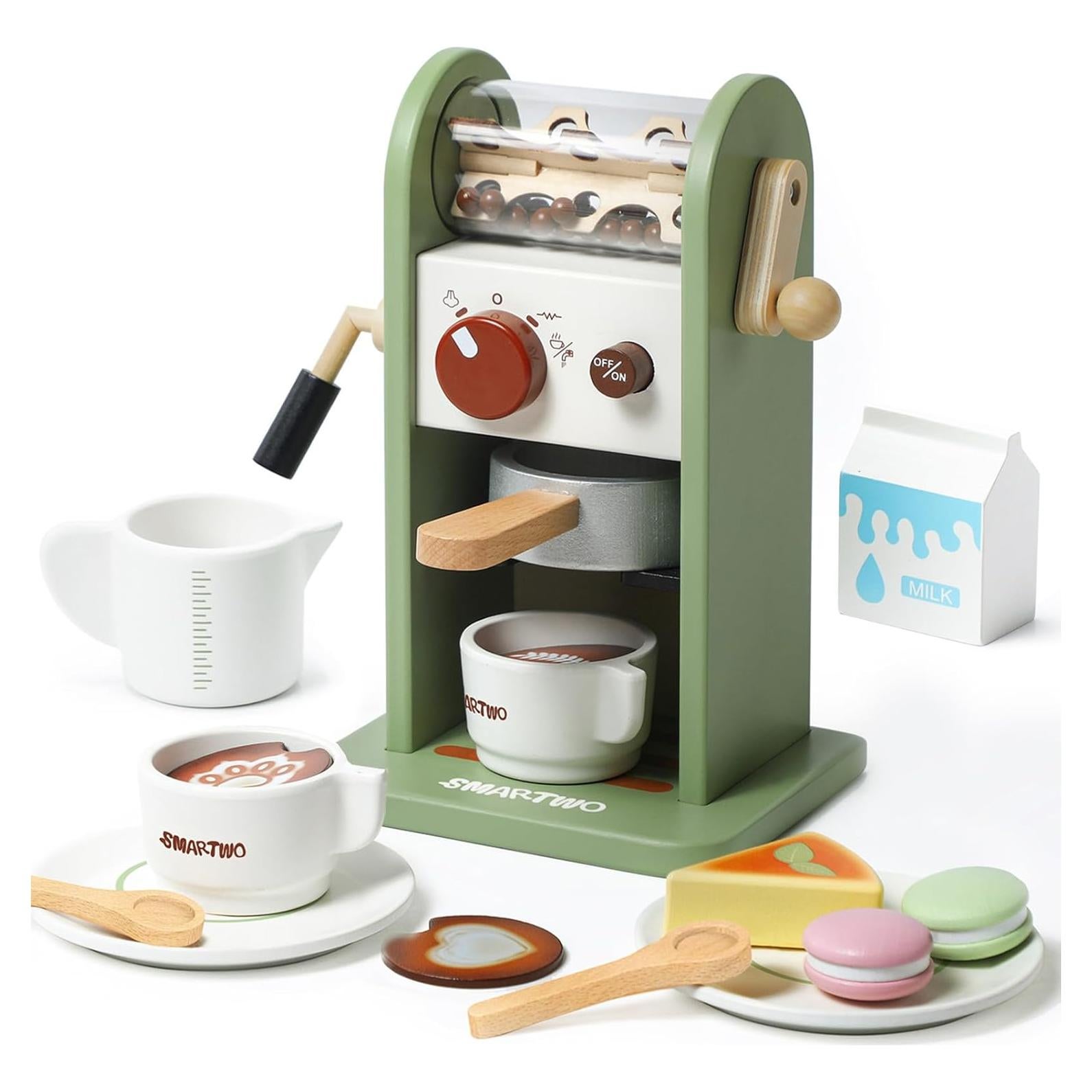 Juguete de Cafetera de Madera Smartwo 17 Piezas para Niños