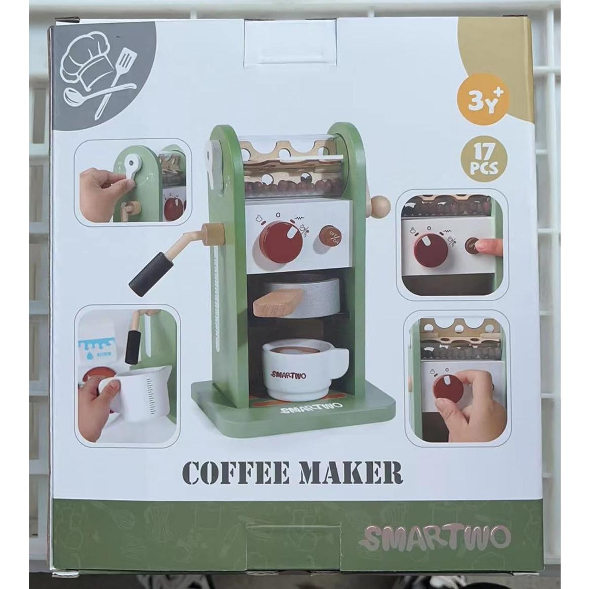 Juguete de Cafetera de Madera Smartwo 17 Piezas para Niños