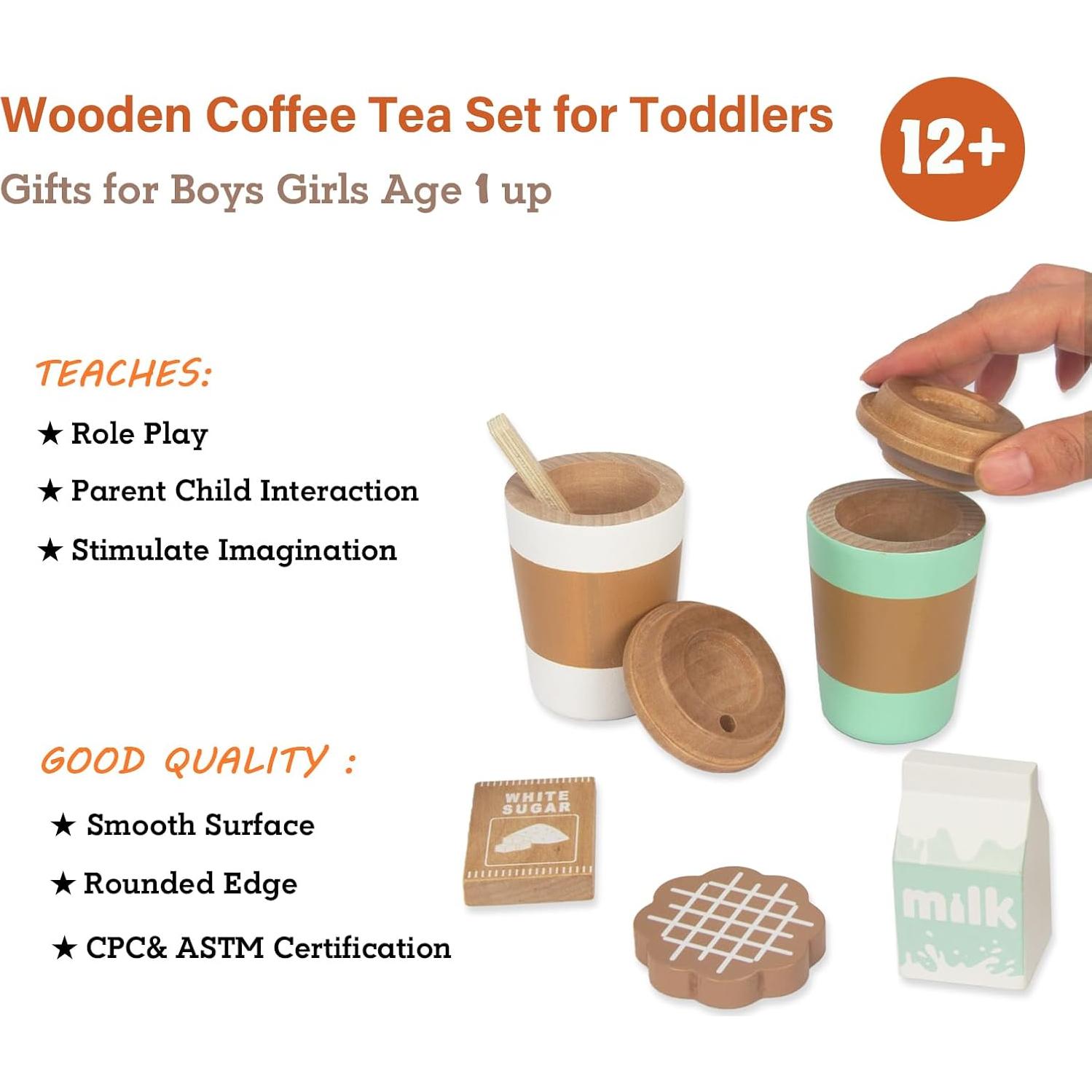 Juego de Taza de Café de Madera Woodenfun para Niños