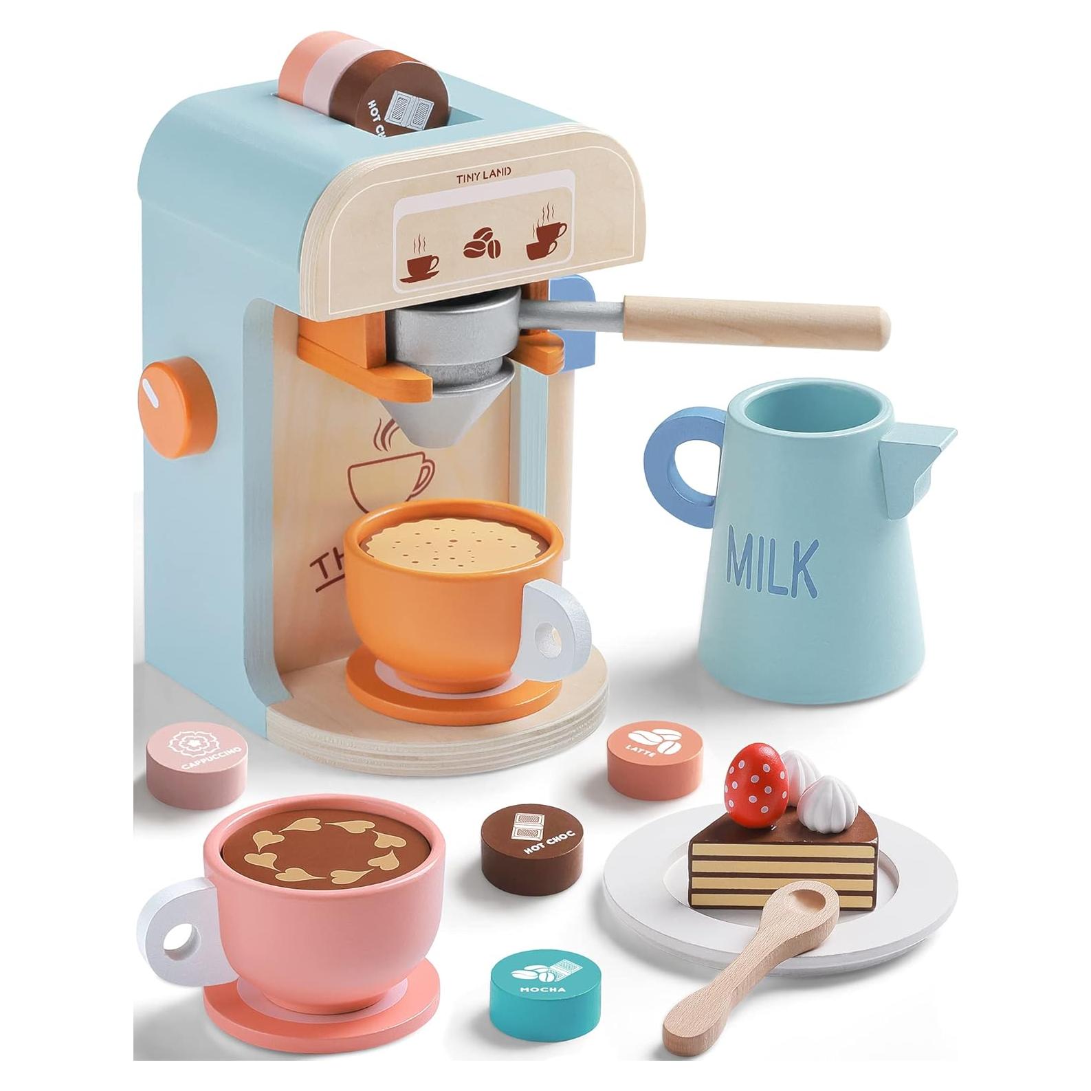 Juego de Cafetera de Madera TINY LAND - 17 Piezas para Niños