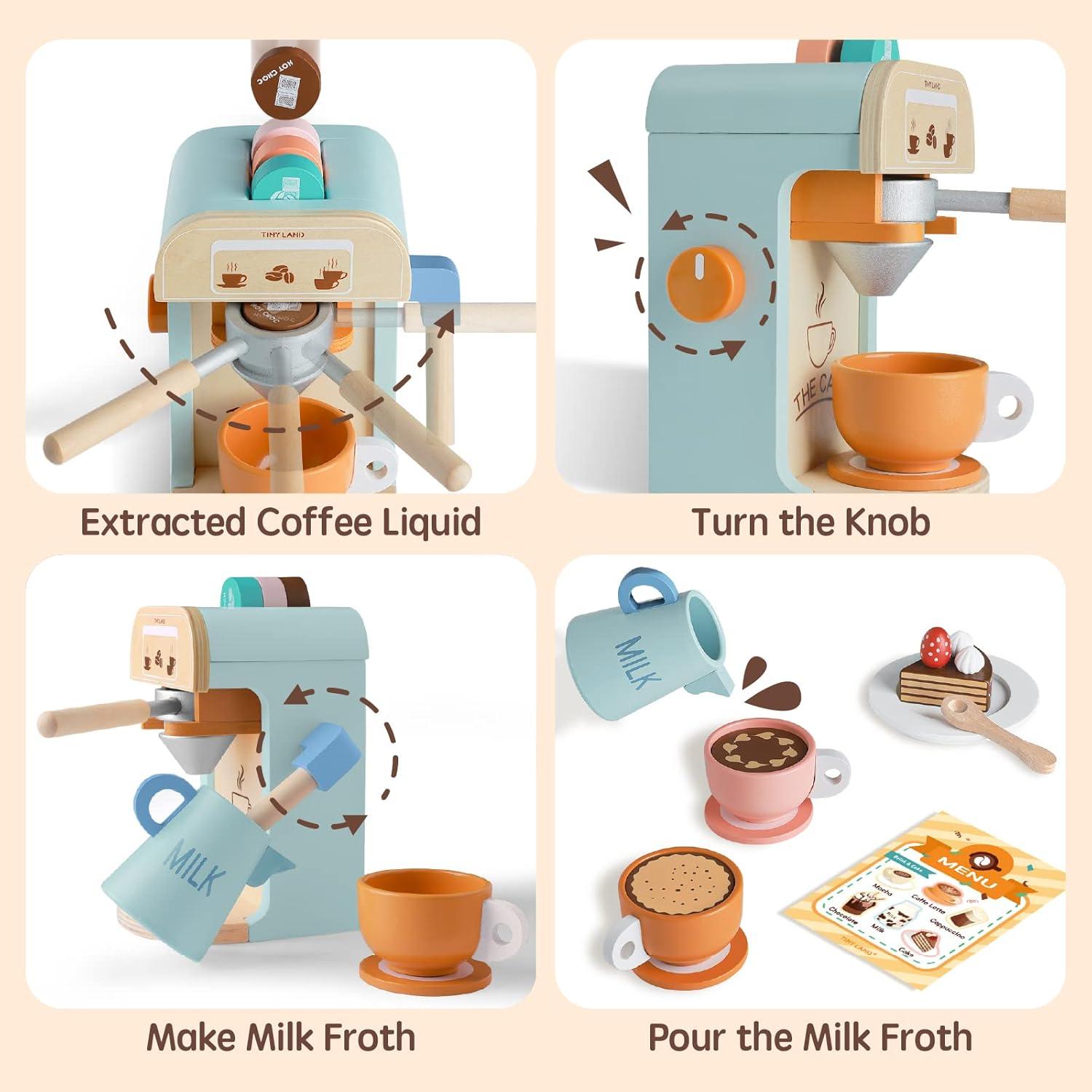 Juego de Cafetera de Madera TINY LAND - 17 Piezas para Niños