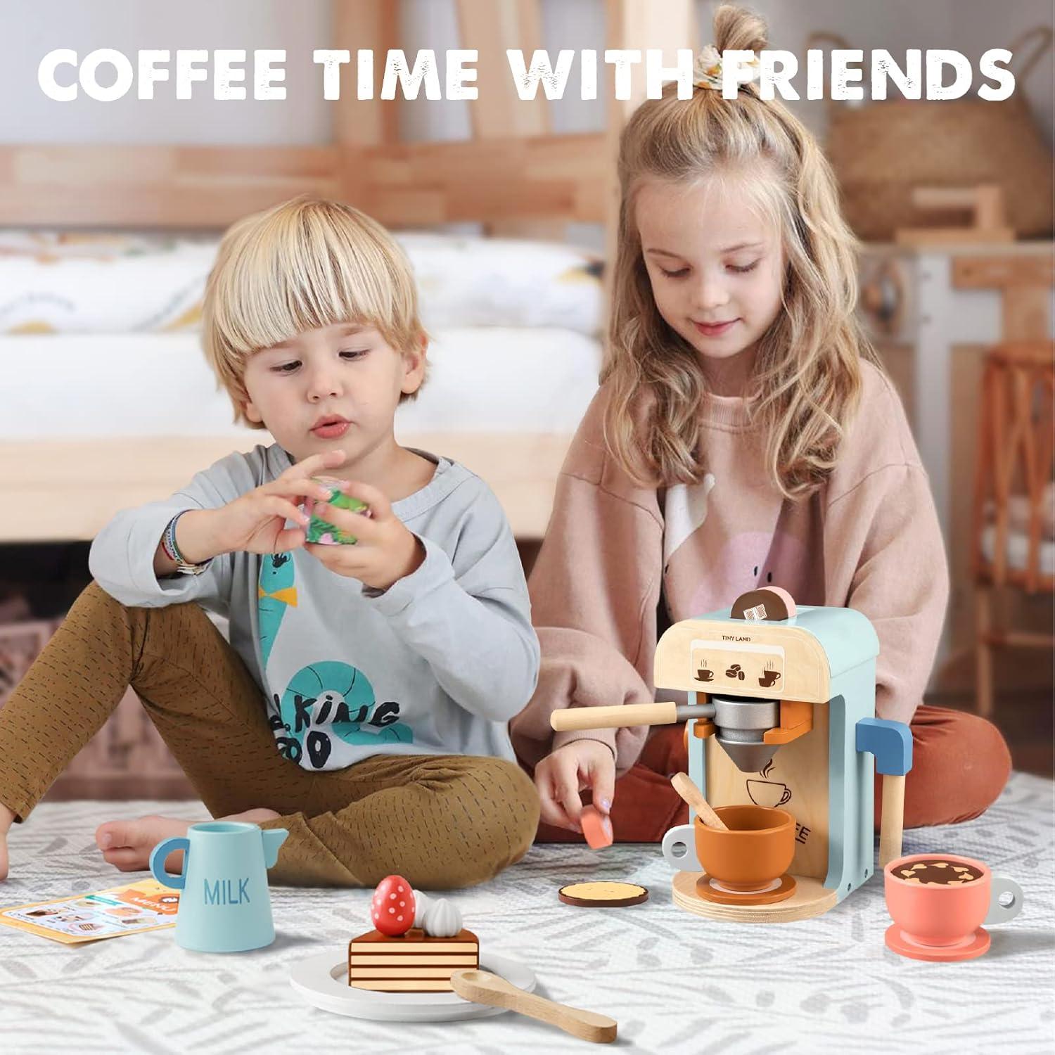 Juego de Cafetera de Madera TINY LAND - 17 Piezas para Niños