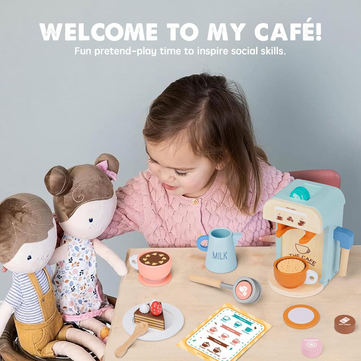 Juego de Cafetera de Madera TINY LAND - 17 Piezas para Niños
