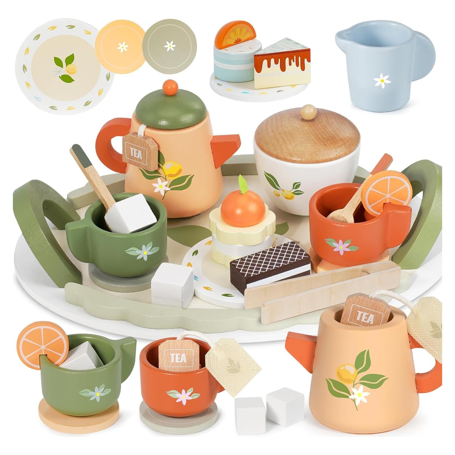 Juego de Té de Madera Dreamon para Niños 3 a 6 Años