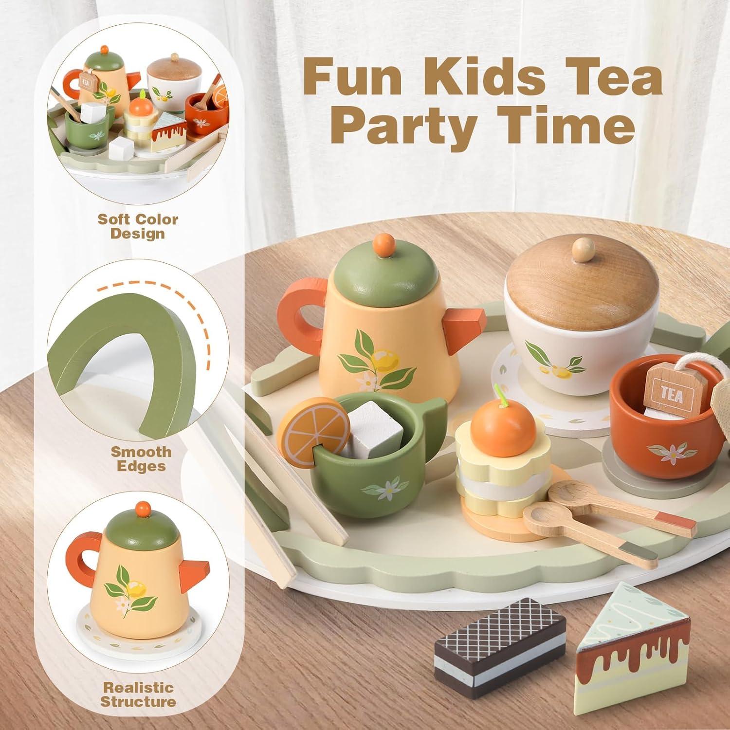 Juego de Té de Madera Dreamon para Niños 3 a 6 Años