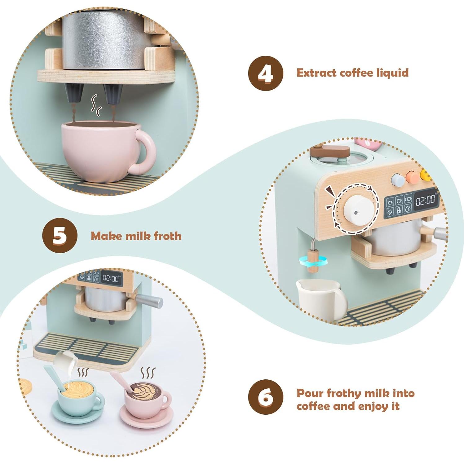 Juego de Cafetera de Madera Twood 23PCS para Niños 3-12 Años