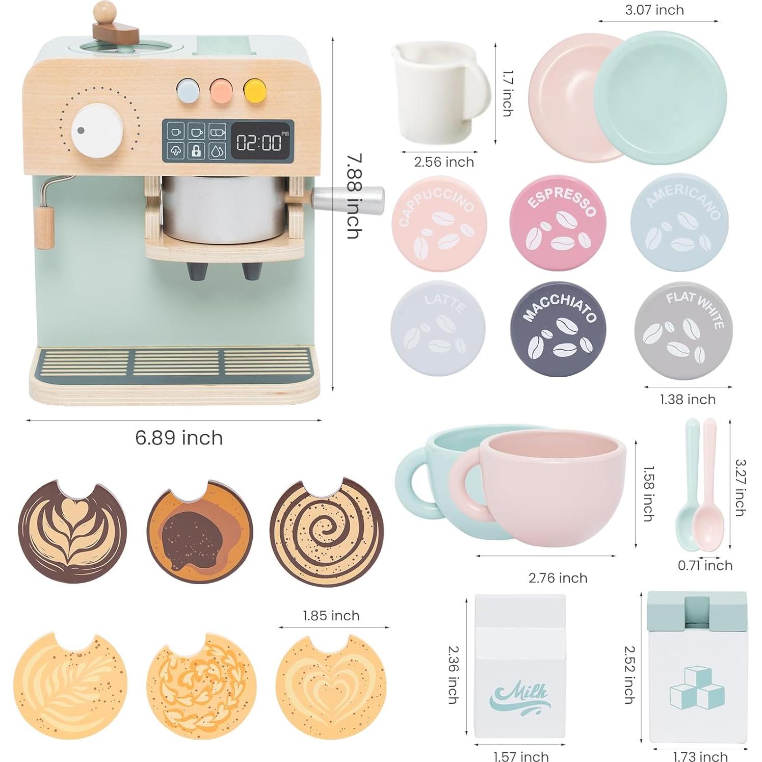 Juego de Cafetera de Madera Twood 23PCS para Niños 3-12 Años