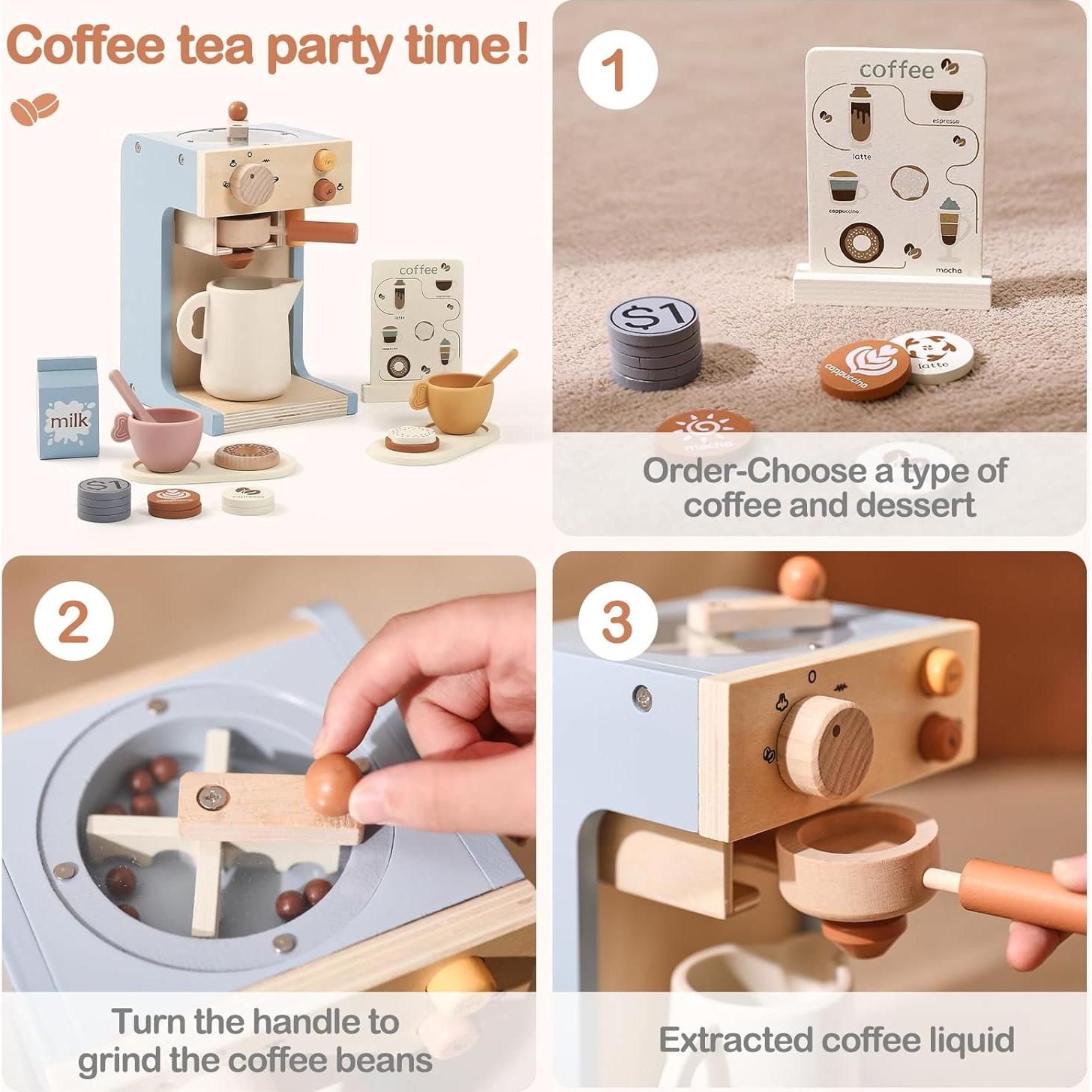 Juguete Cafetera de Madera EERKEOD para Niños 1.05 kg