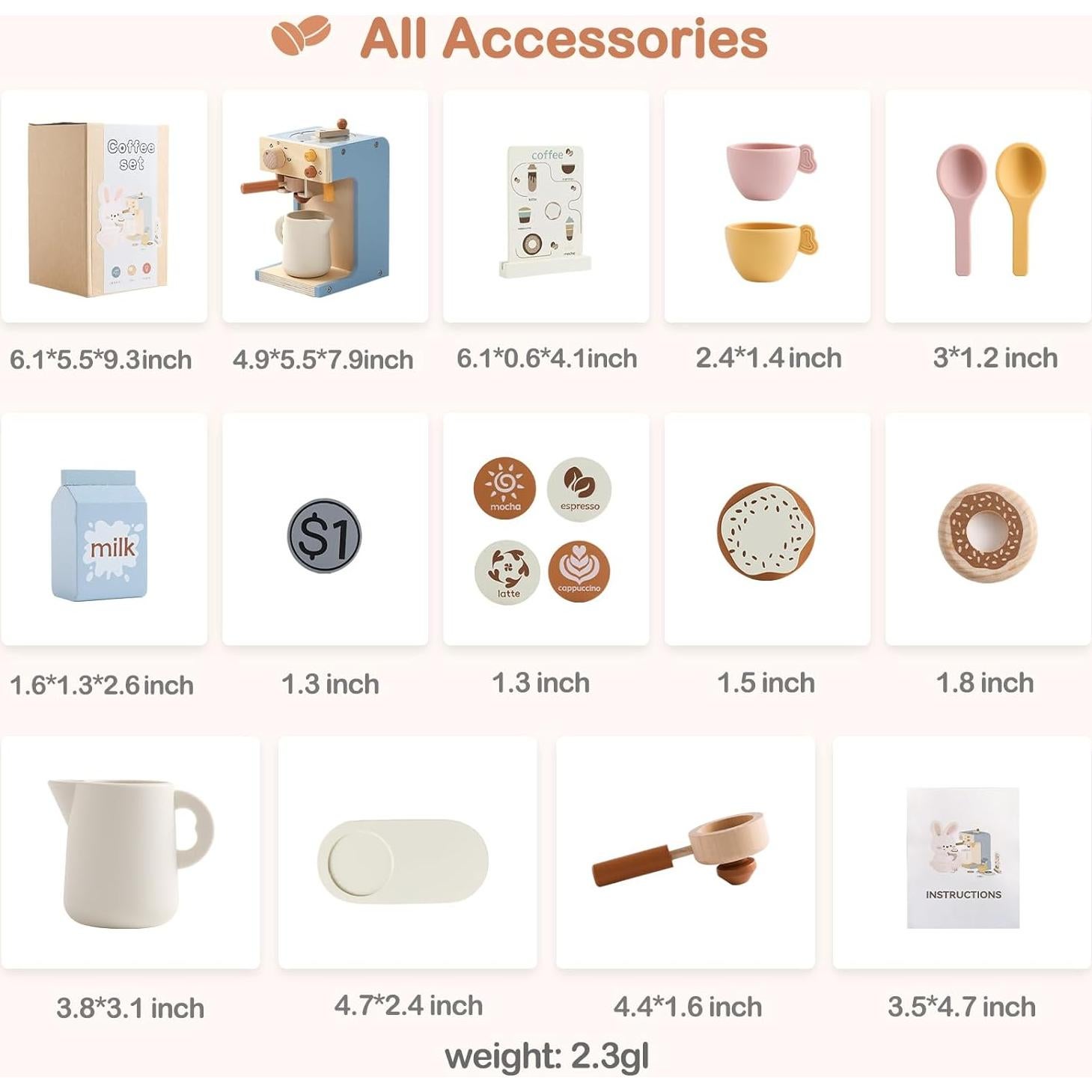 Juguete Cafetera de Madera EERKEOD para Niños 1.05 kg