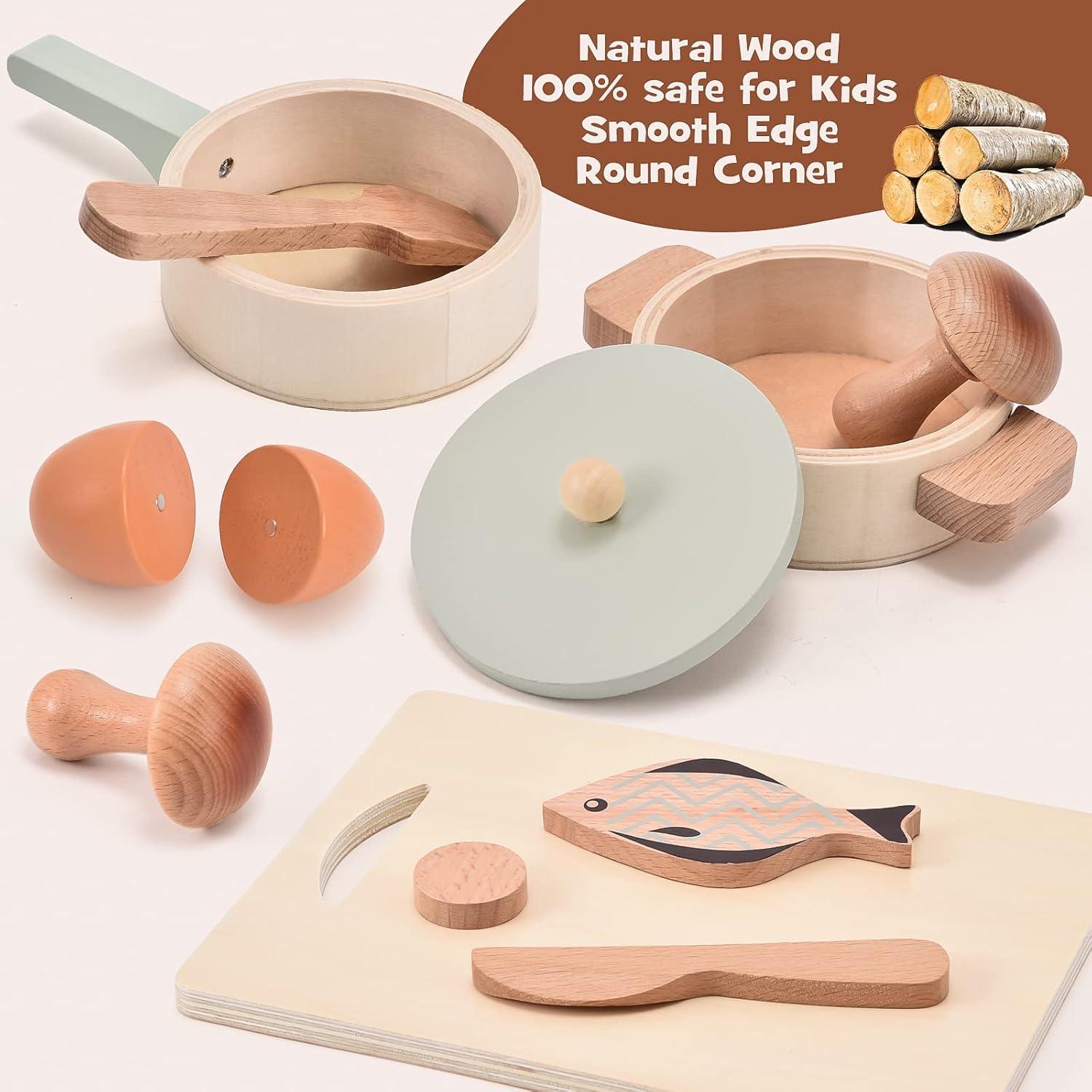 Set de Cocina de Madera Atoylink 23 Piezas para Niños 2-5 Años
