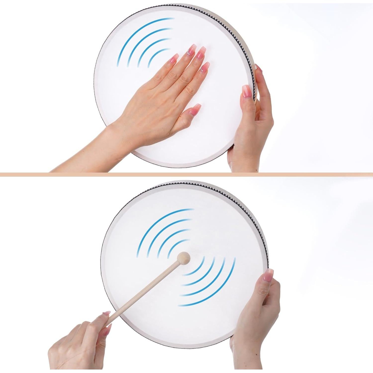 Nydotd Set de 3 Tambores de Mano de Madera 30.48 cm 25.4 cm 20.32 cm