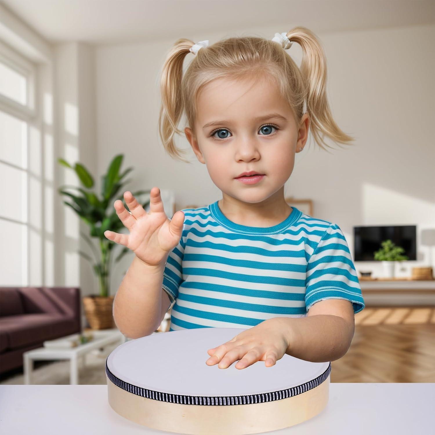 Nydotd Set de 3 Tambores de Mano de Madera 30.48 cm 25.4 cm 20.32 cm