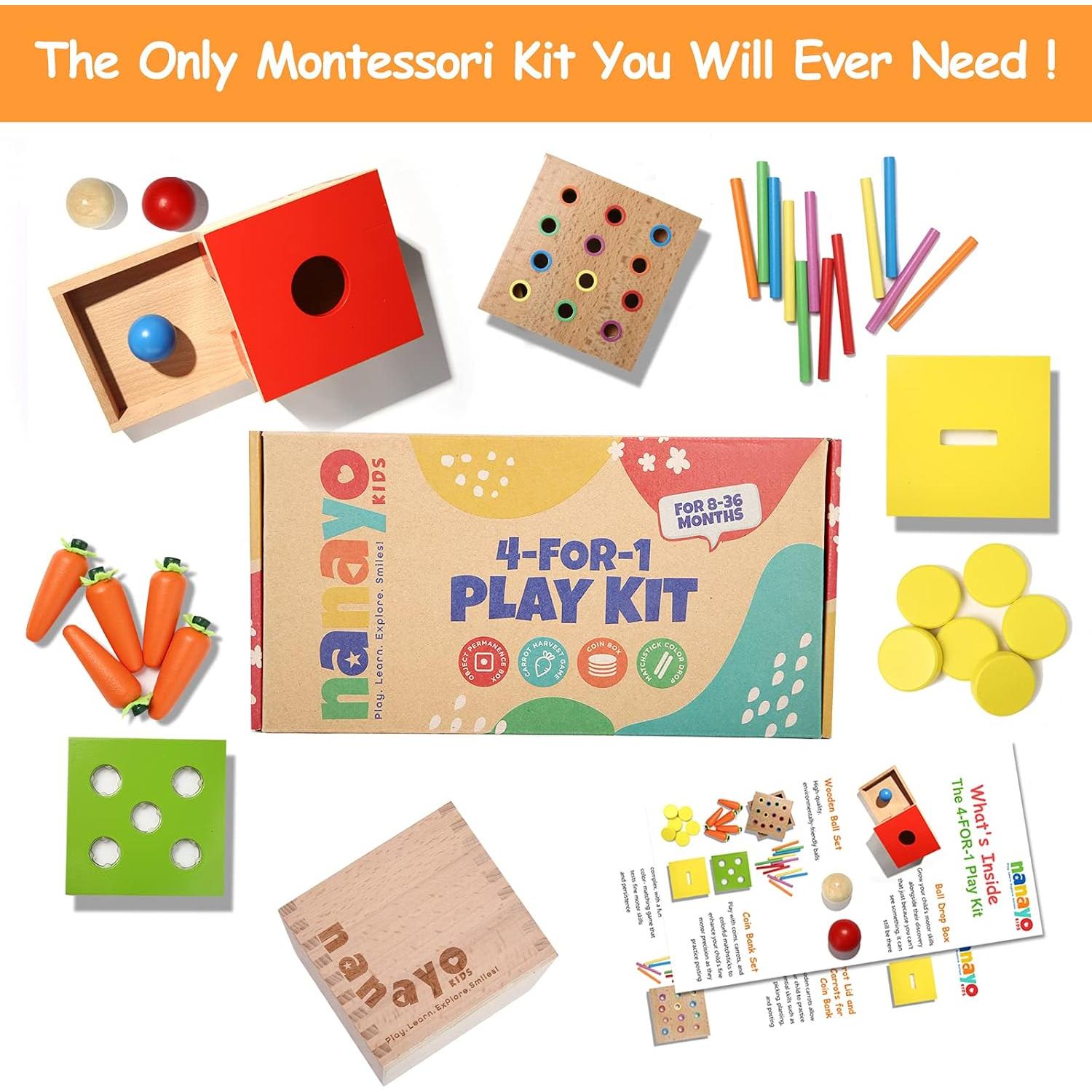 Kit de Juego Nanayo 4-en-1 Montessori para Bebés 1-3 Años