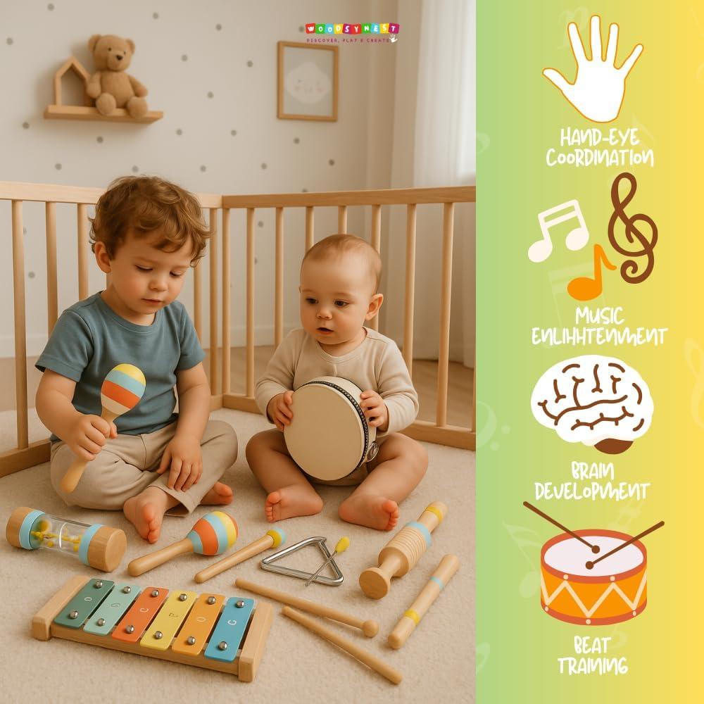 Set de Juguetes Musicales de Madera WoodsyNest para Niños