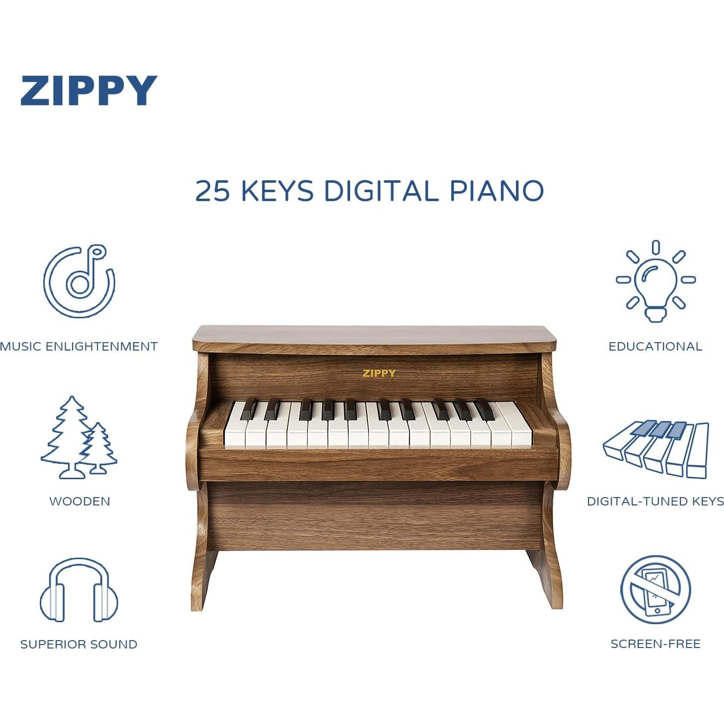 Piano Digital ZIPPY para Niños de Madera 25 Teclas