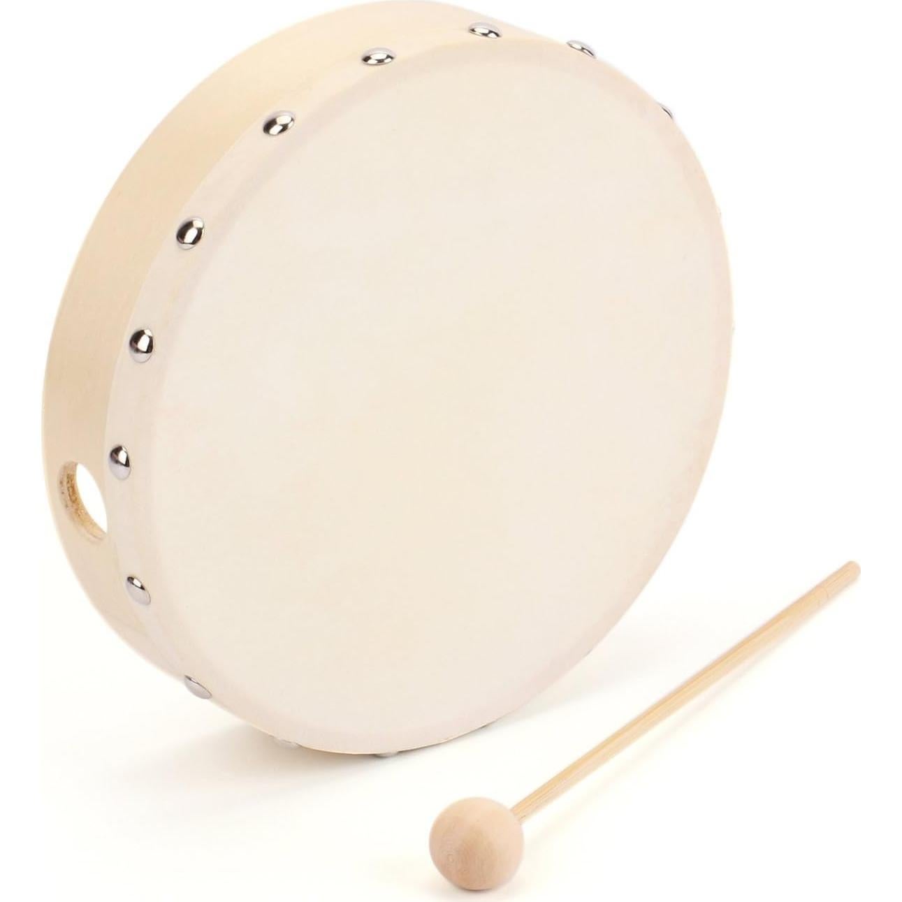 Foraineam 3 Piezas Tambor de Mano Madera 20.32cm Cabeza Cabra