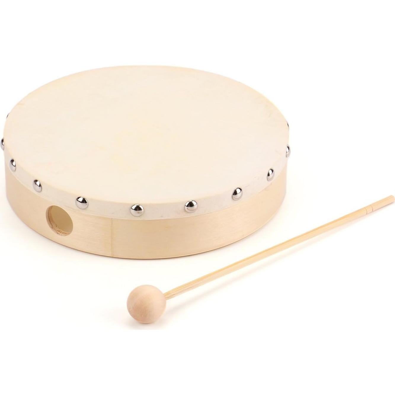 Foraineam 3 Piezas Tambor de Mano Madera 20.32cm Cabeza Cabra