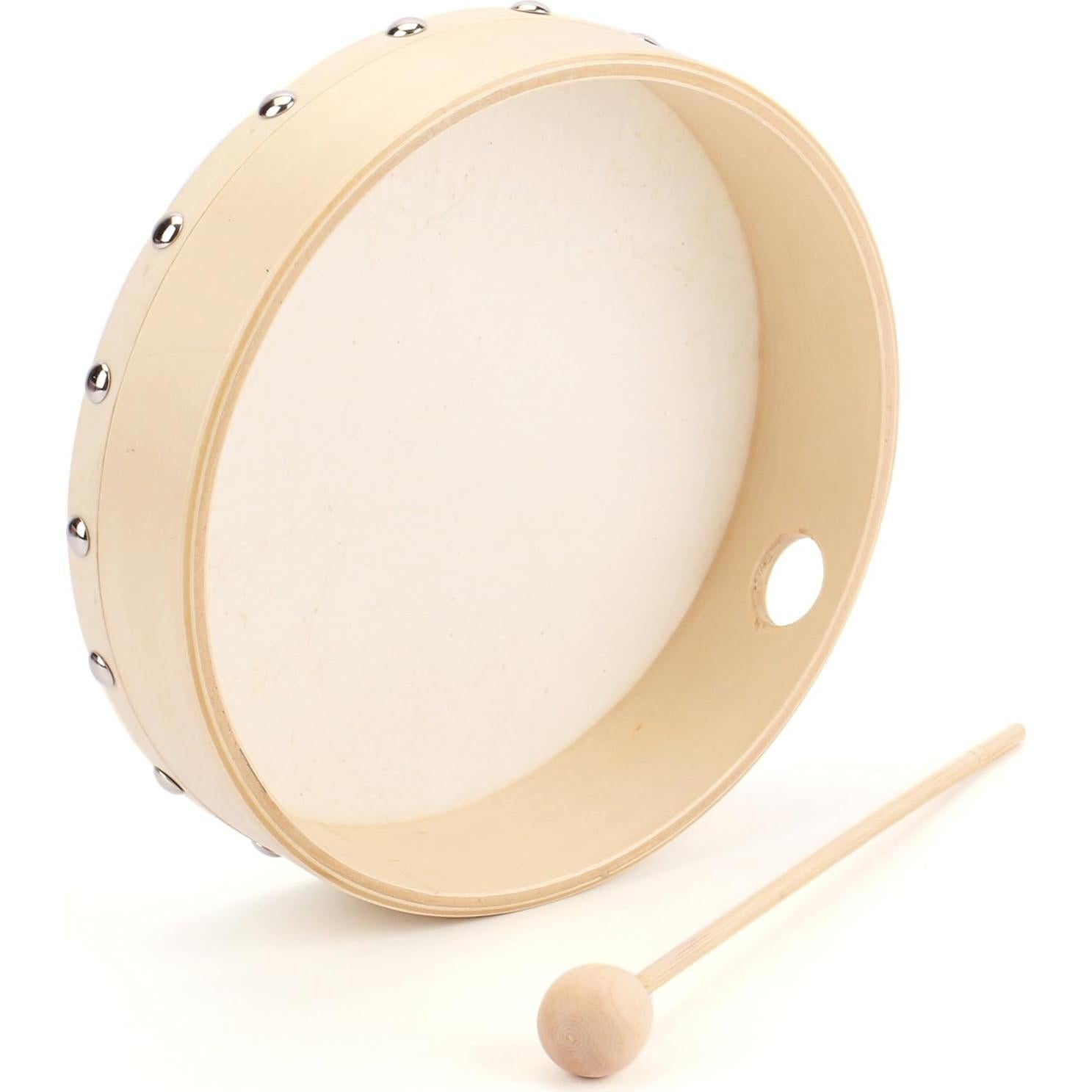 Foraineam 3 Piezas Tambor de Mano Madera 20.32cm Cabeza Cabra