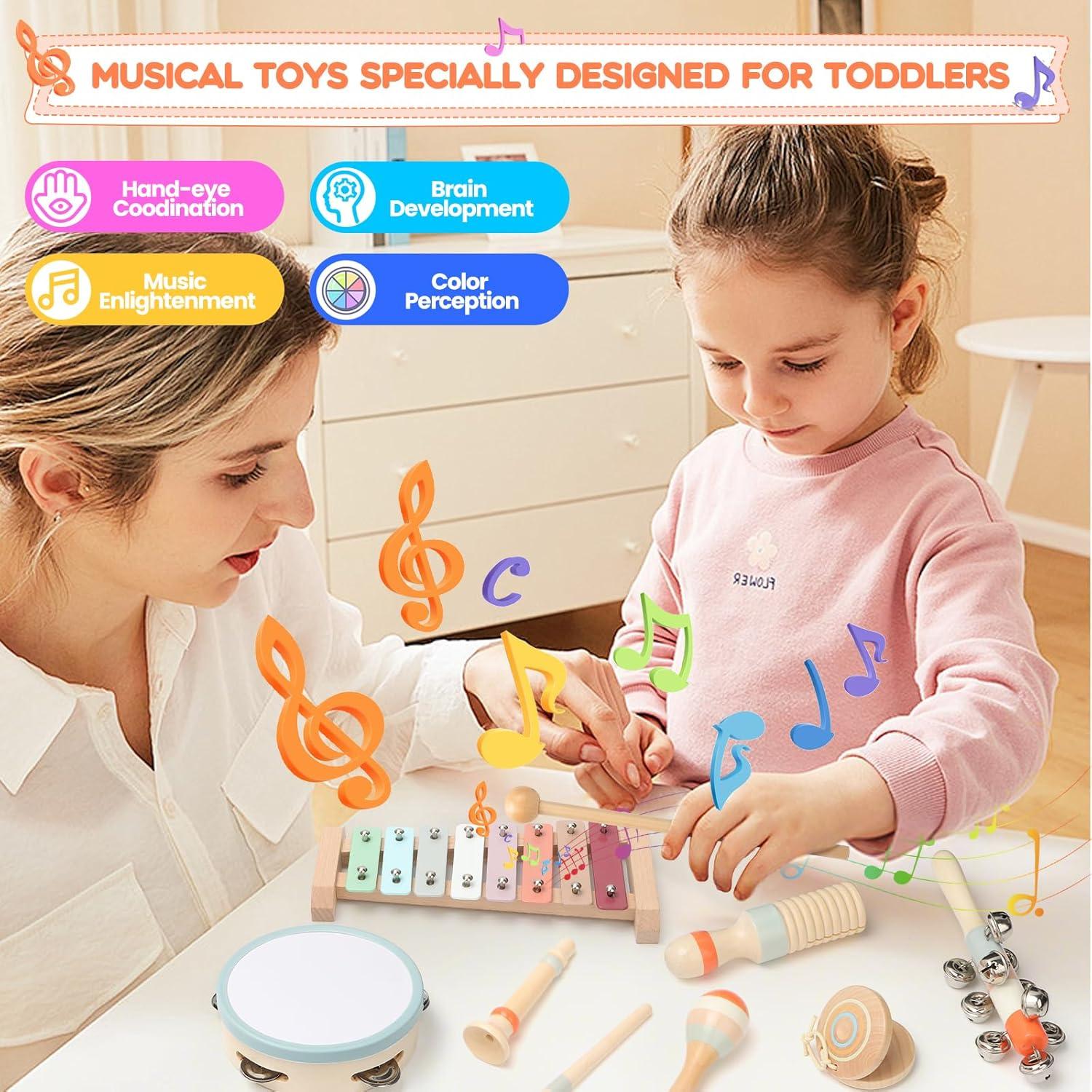 Instrumentos Musicales de Madera OFNMY para Niños 1-3 Años