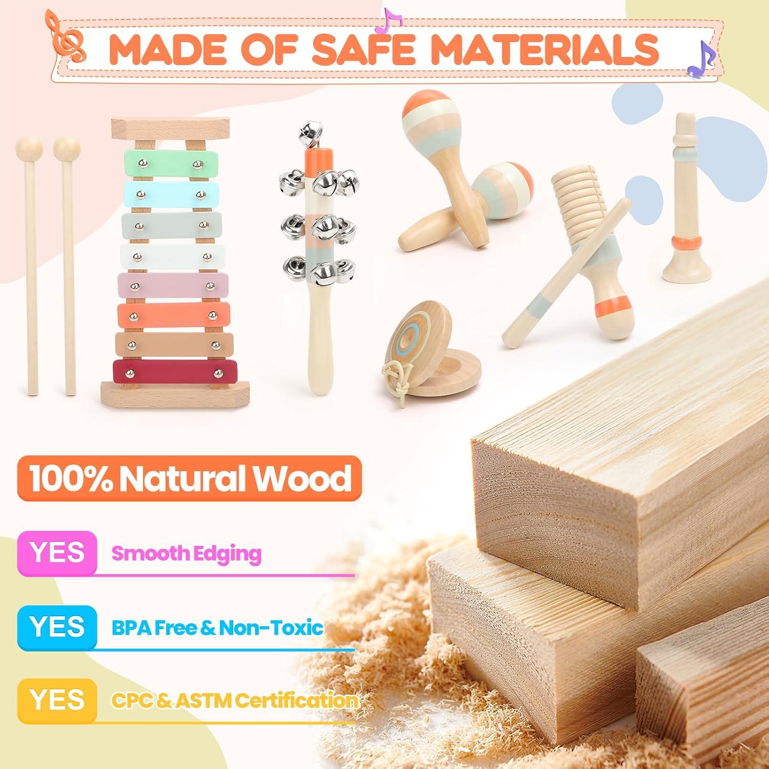 Instrumentos Musicales de Madera OFNMY para Niños 1-3 Años