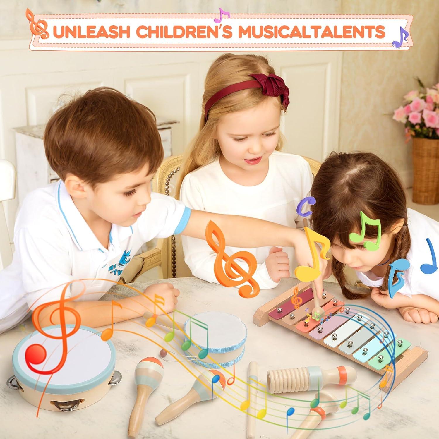 Instrumentos Musicales de Madera OFNMY para Niños 1-3 Años