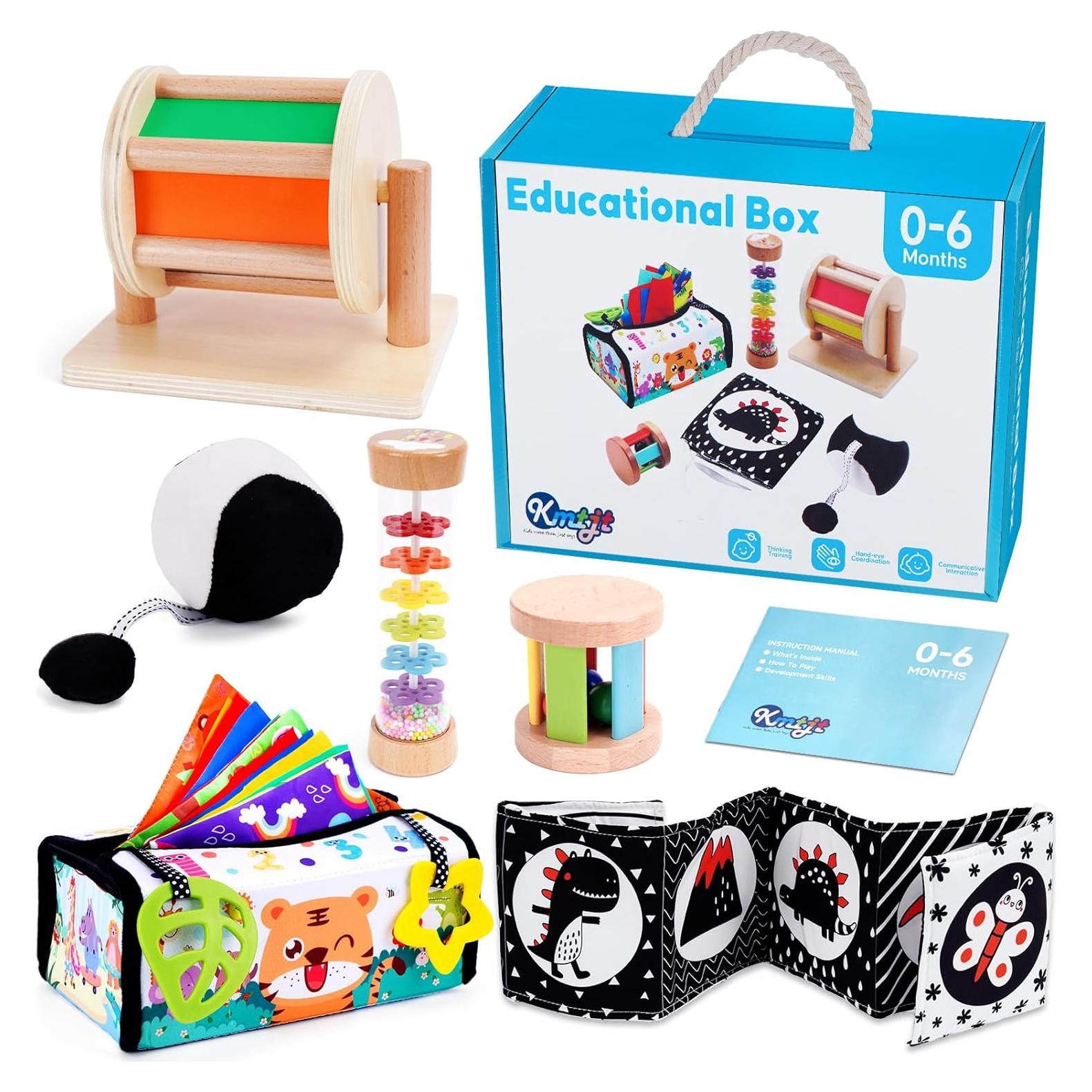 Juguetes Montessori KMTJT para Bebés 0-6 Meses - Sensoriales de Madera