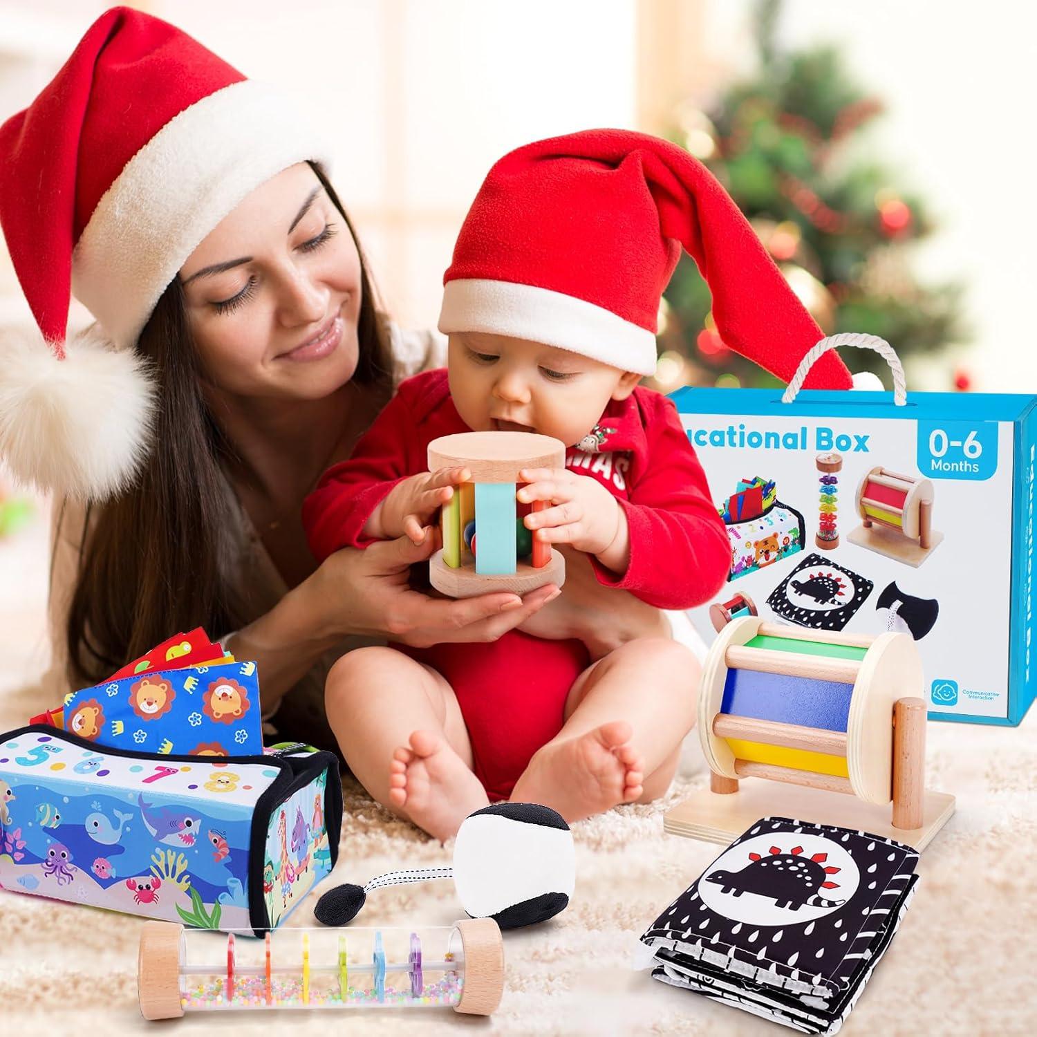 Juguetes Montessori KMTJT para Bebés 0-6 Meses - Sensoriales de Madera