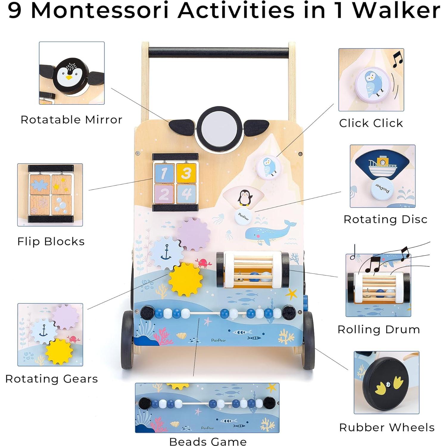 Andador de Madera PairPear Polar Explorer 9 en 1 Montessori