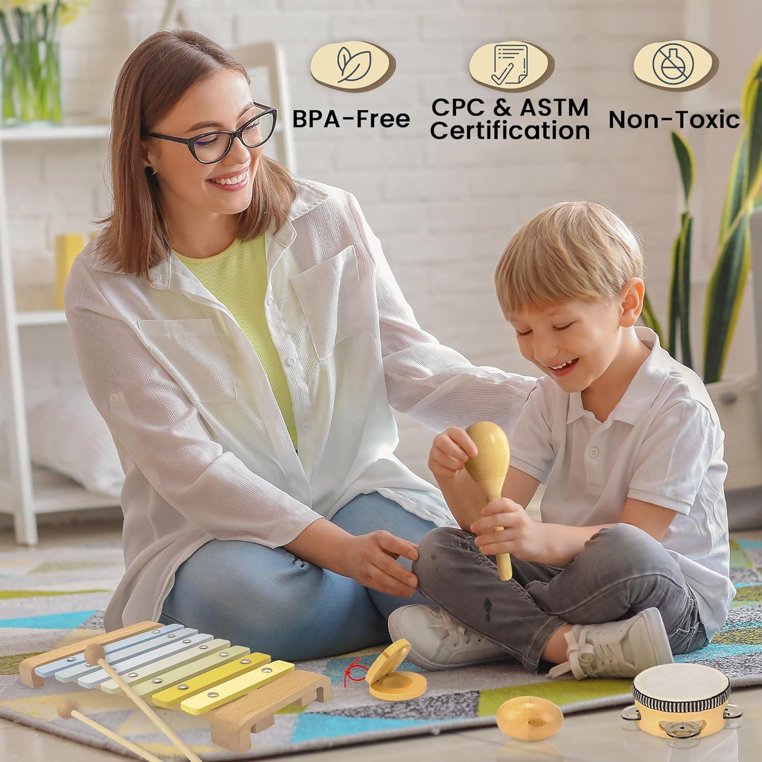 Conjunto de Instrumentos Musicales de Madera L Learning Toy Boxes