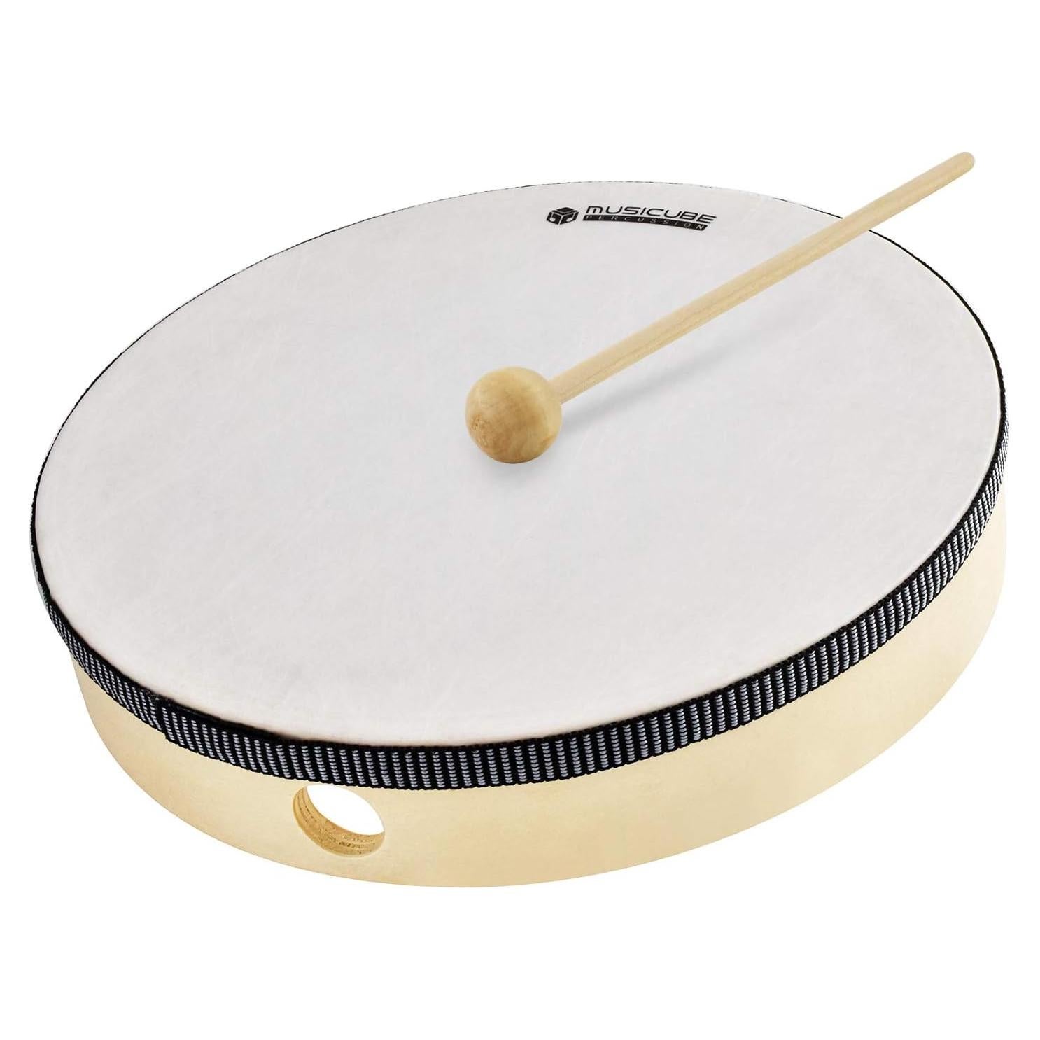Tambor de Mano MUSICUBE 25.4 cm Madera Natural Educativo