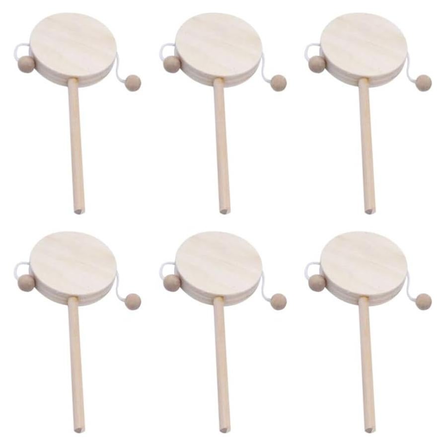 Juguete Musical de Madera EXCEART 6 Piezas Sonajero y Tambor
