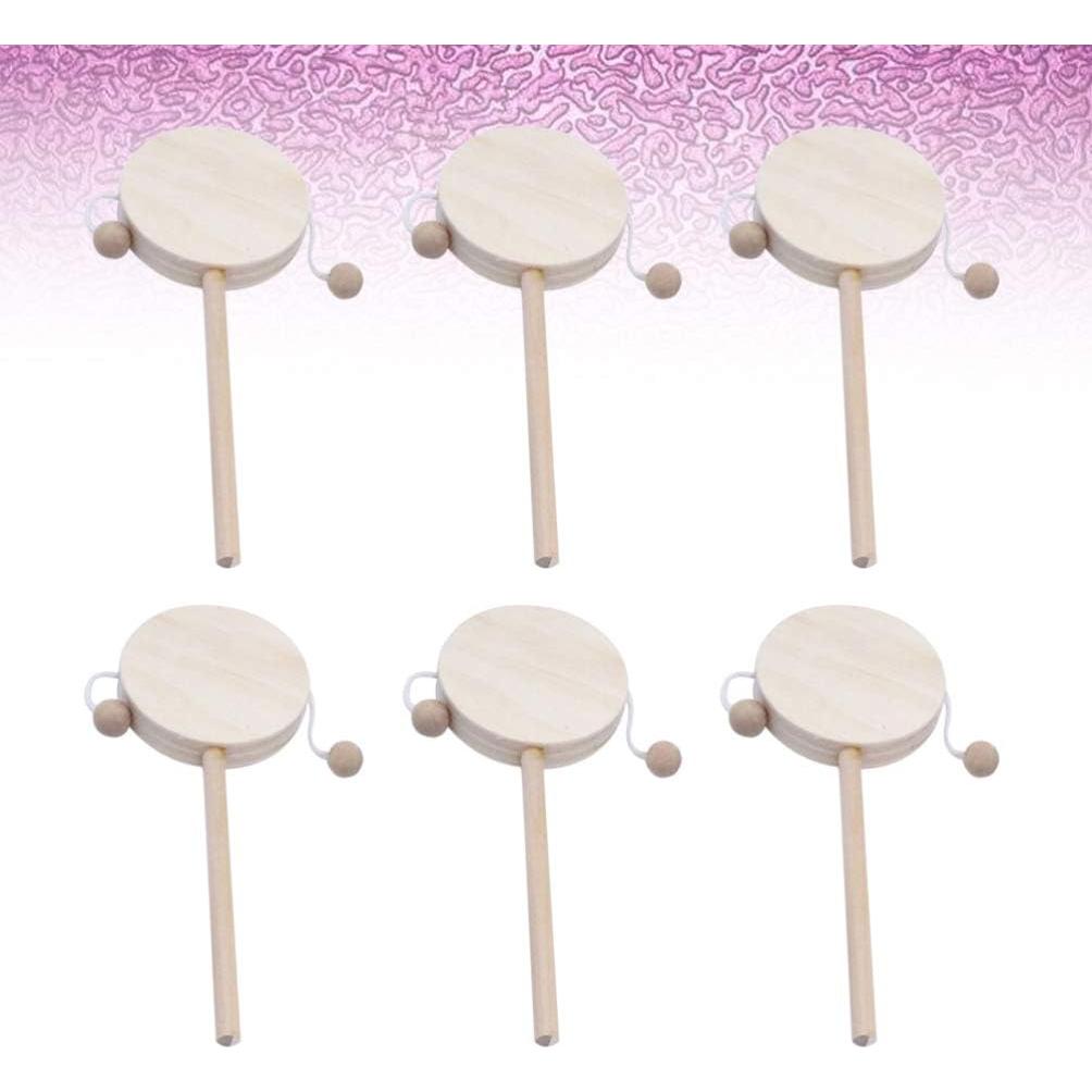 Juguete Musical de Madera EXCEART 6 Piezas Sonajero y Tambor