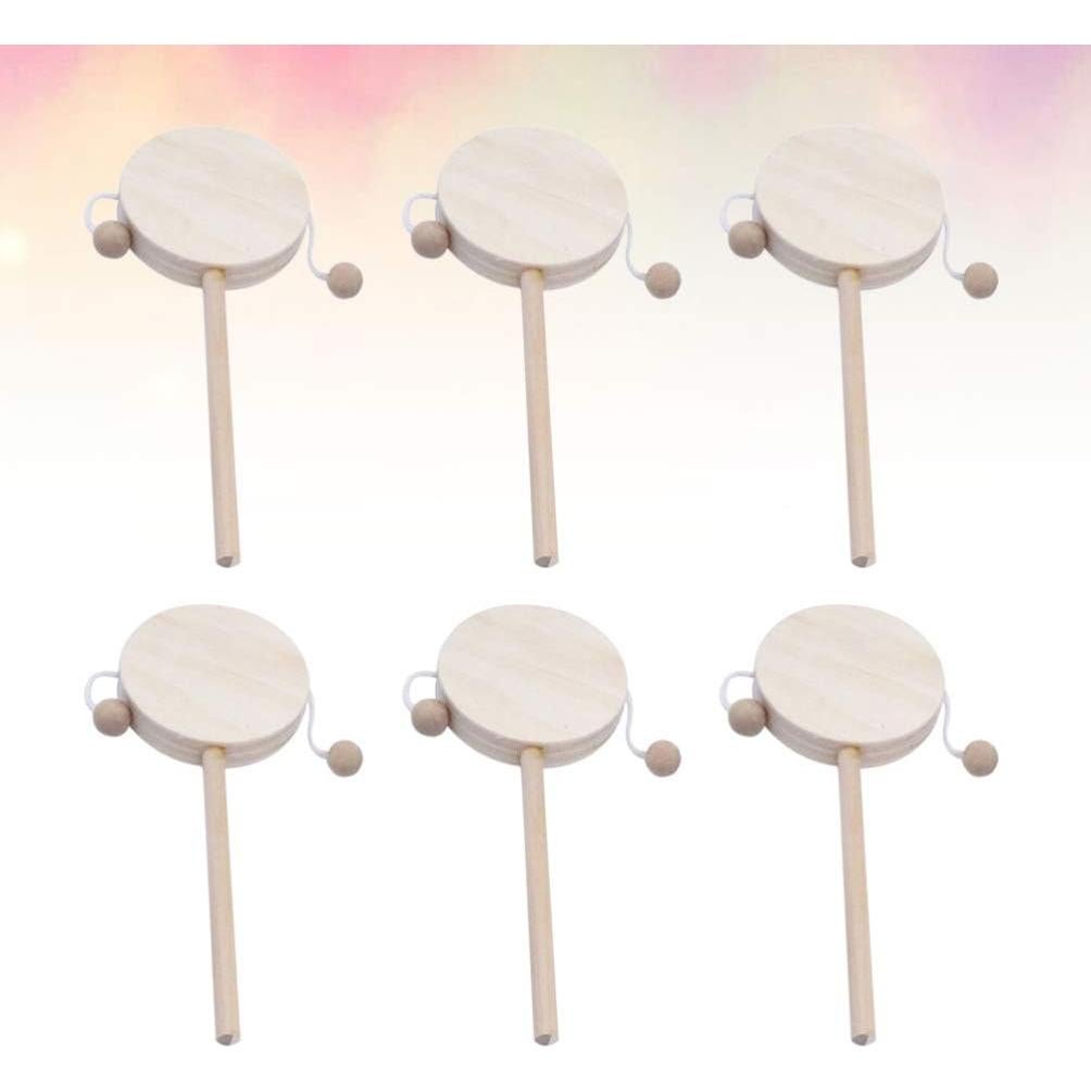 Juguete Musical de Madera EXCEART 6 Piezas Sonajero y Tambor