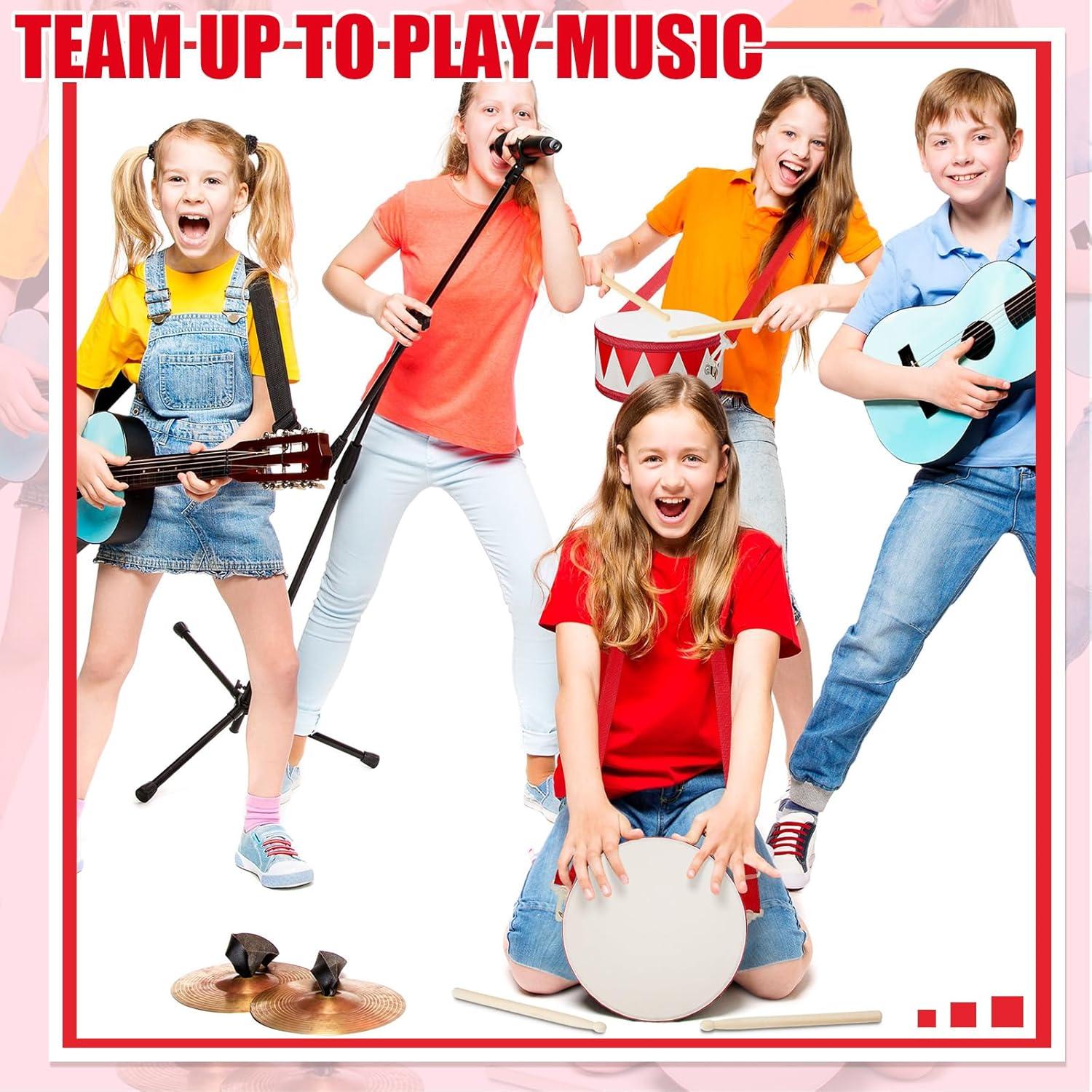 Juego de Batería Infantil Meooeck 20 cm Madera Correa Ajustable