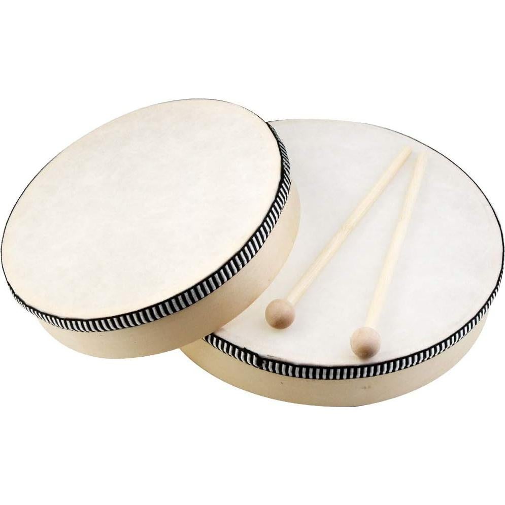Tambor de Mano Nydotd 10" y 8" con Golpeadores de Madera