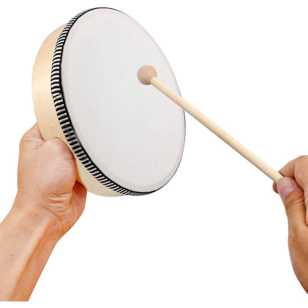 Tambor de Mano Nydotd 10" y 8" con Golpeadores de Madera