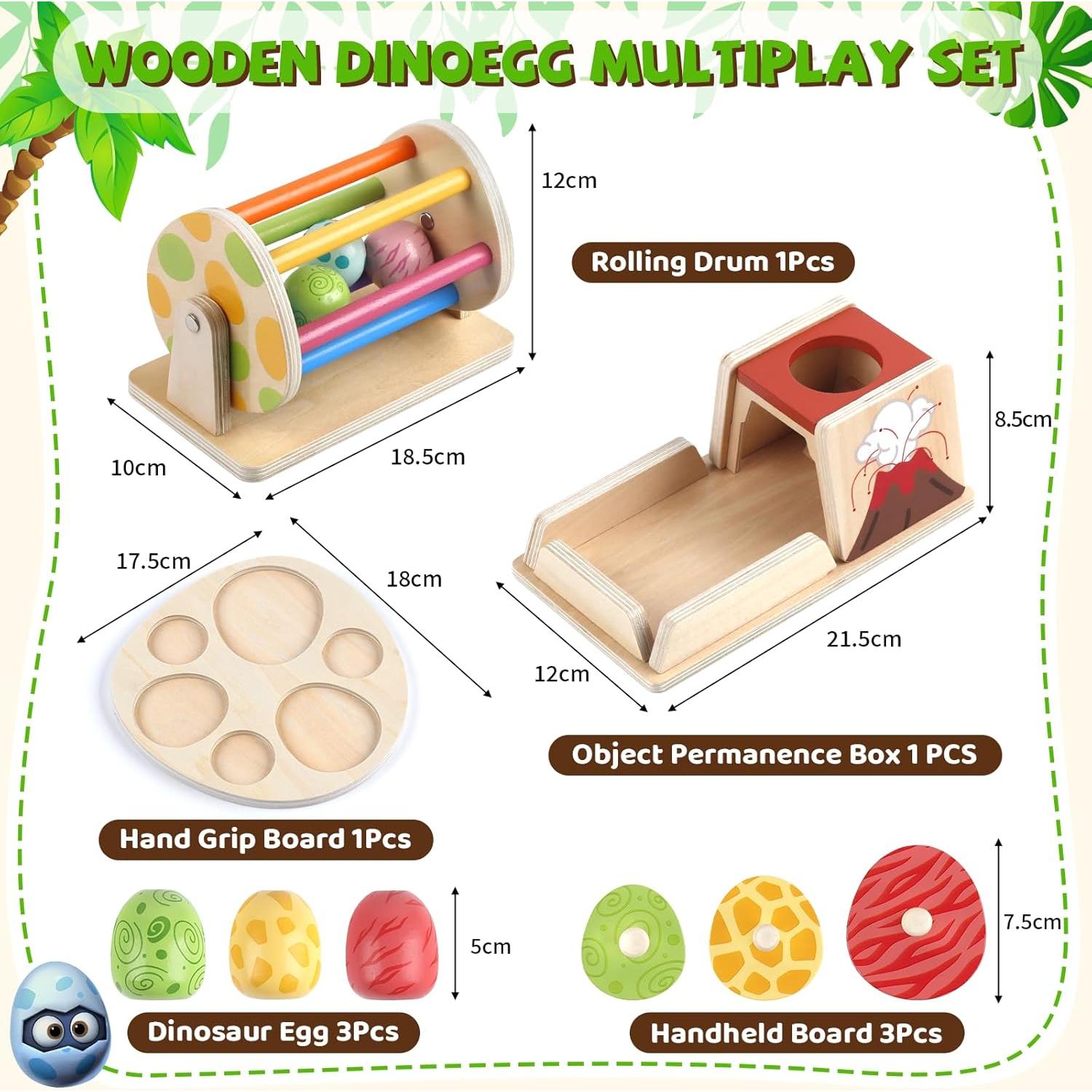 Juego Montessori de Huevo de Dinosaurio de Madera 1-3 Años