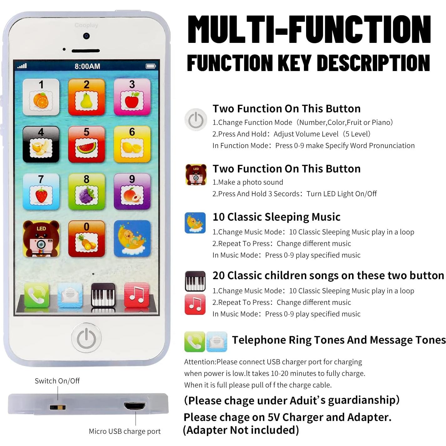 Teléfono Musical Educativo IQ Cooplay para Bebés con Luces