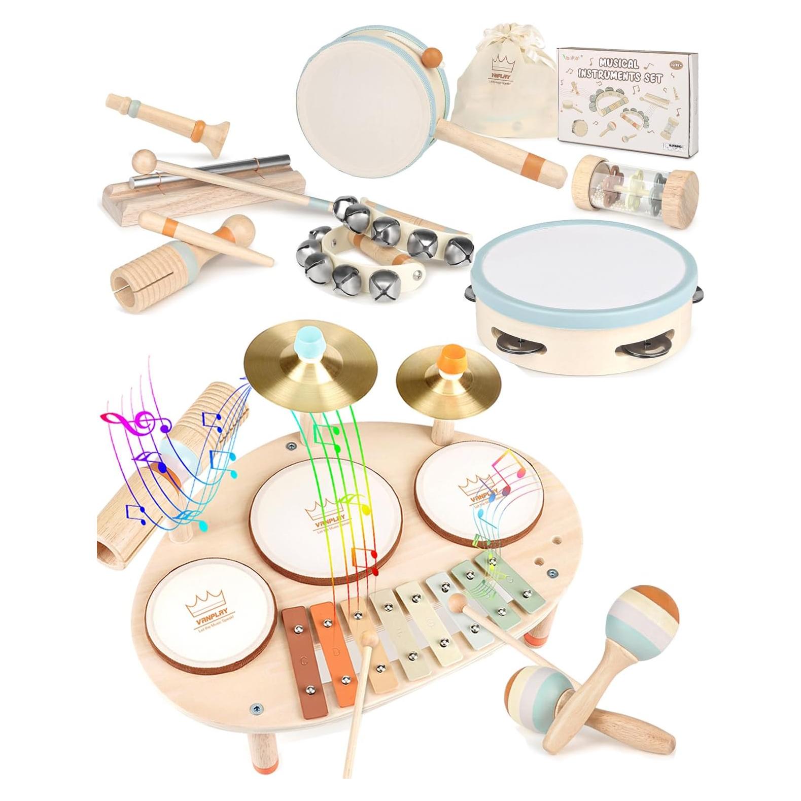 Conjunto de Instrumentos Musicales de Madera para Niños 1-9 Años