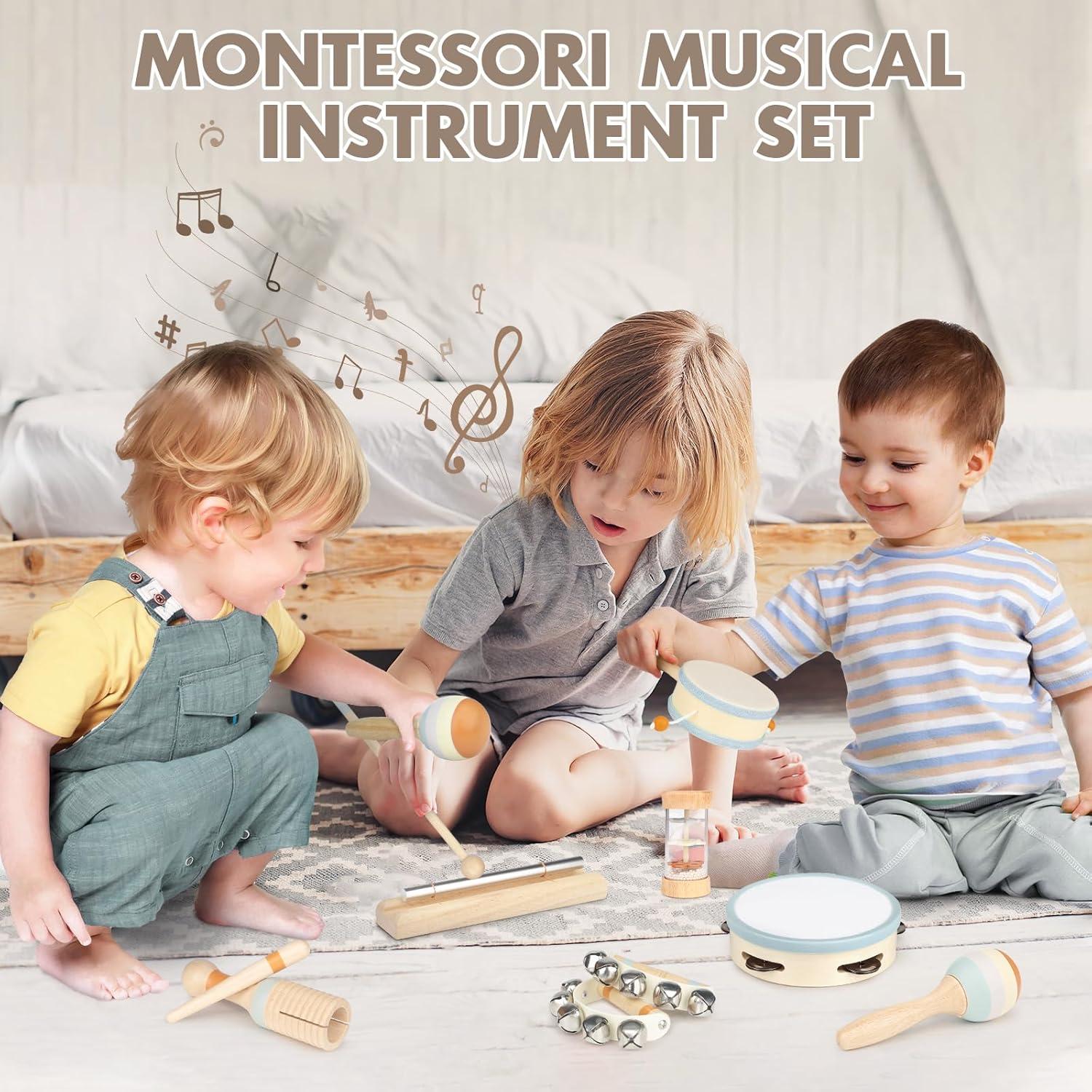 Conjunto de Instrumentos Musicales de Madera para Niños 1-9 Años