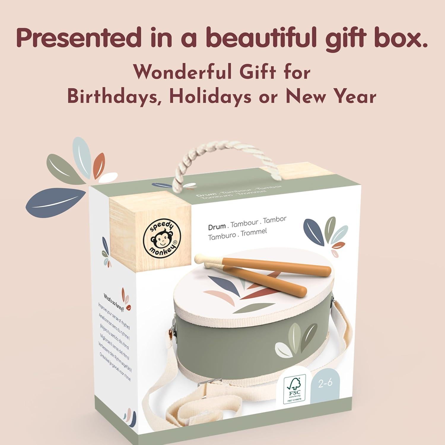 Juego de Tambores Speedy Monkey para Niños - Percusión Colorida