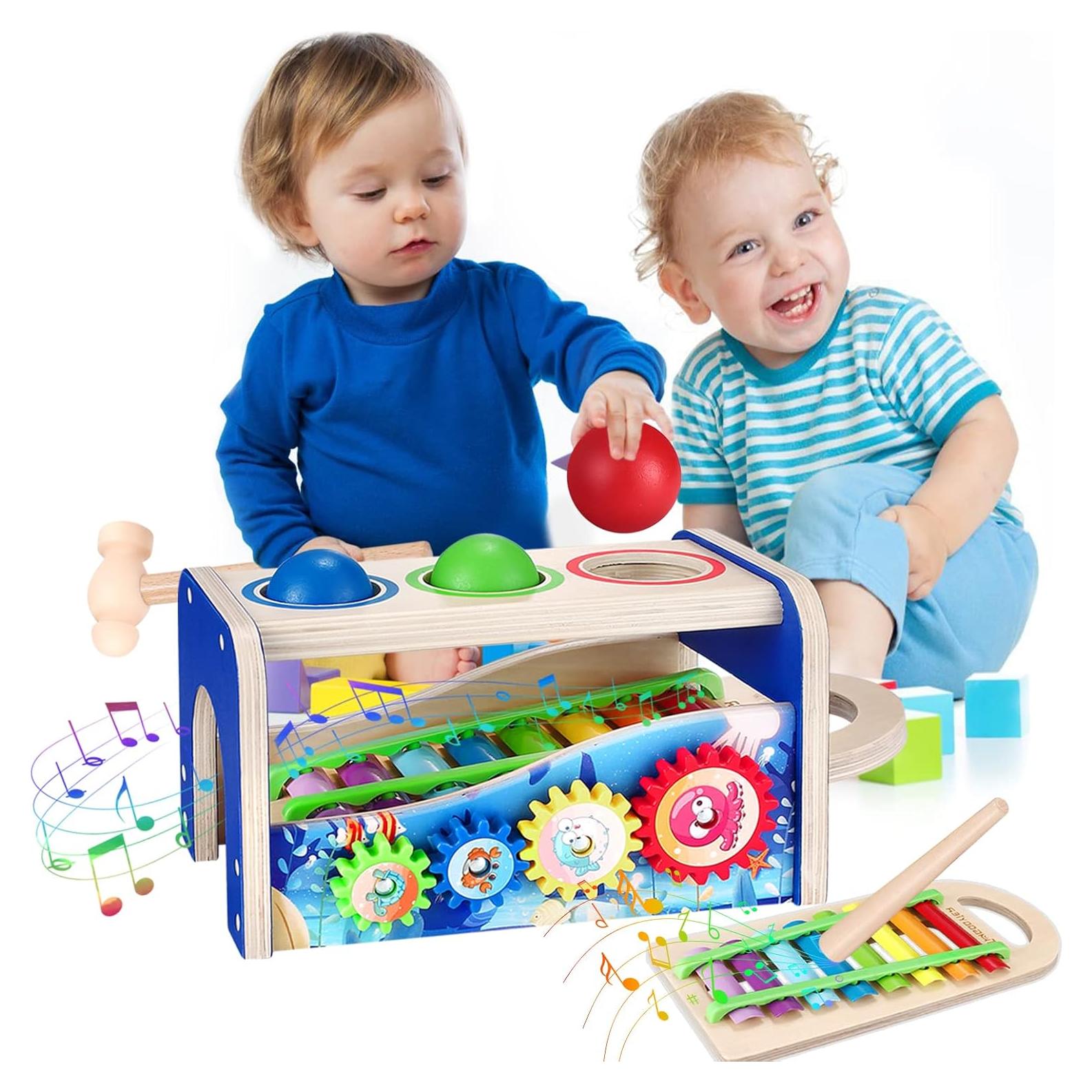 Xilófono de Madera NUGZIX con Martillo y Bolas - Juguete Montessori 1-3 Años