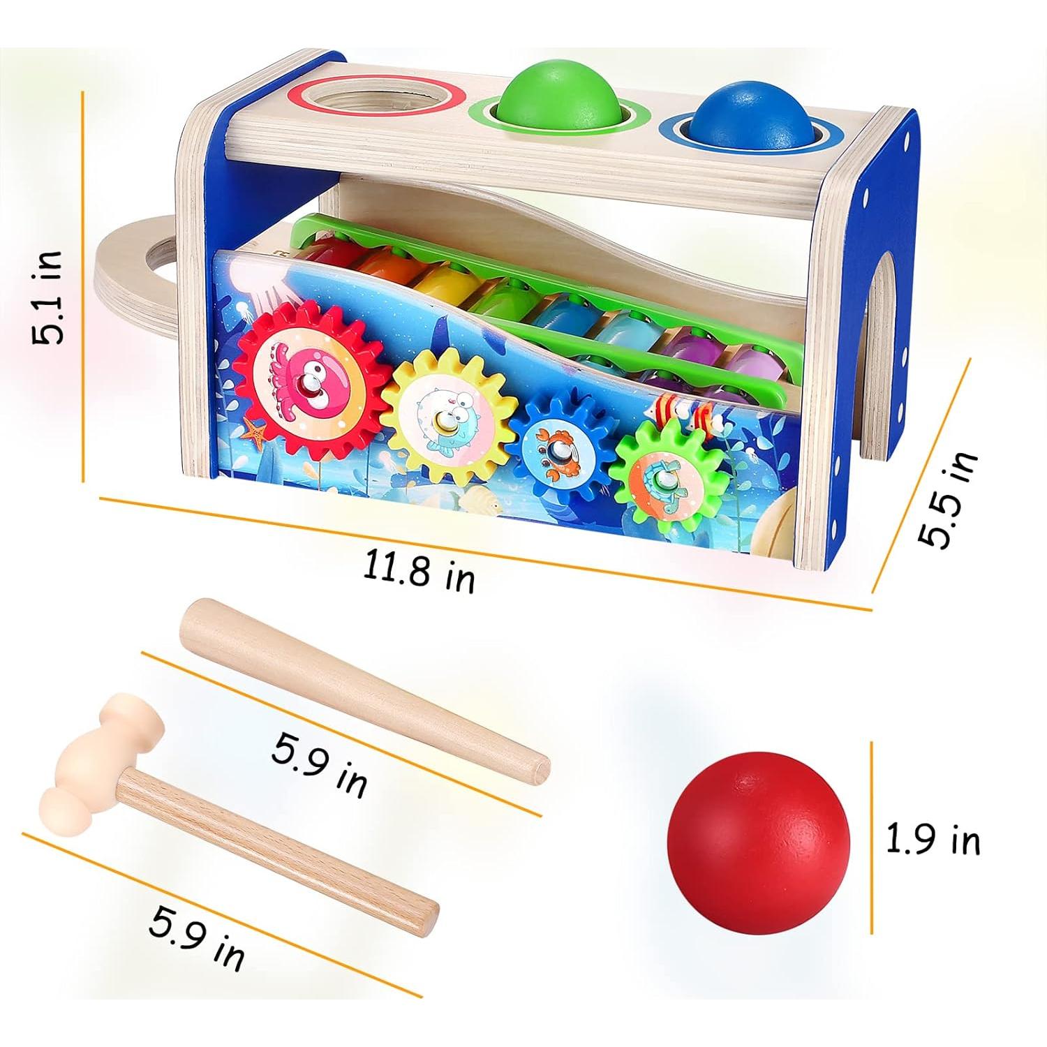 Xilófono de Madera NUGZIX con Martillo y Bolas - Juguete Montessori 1-3 Años