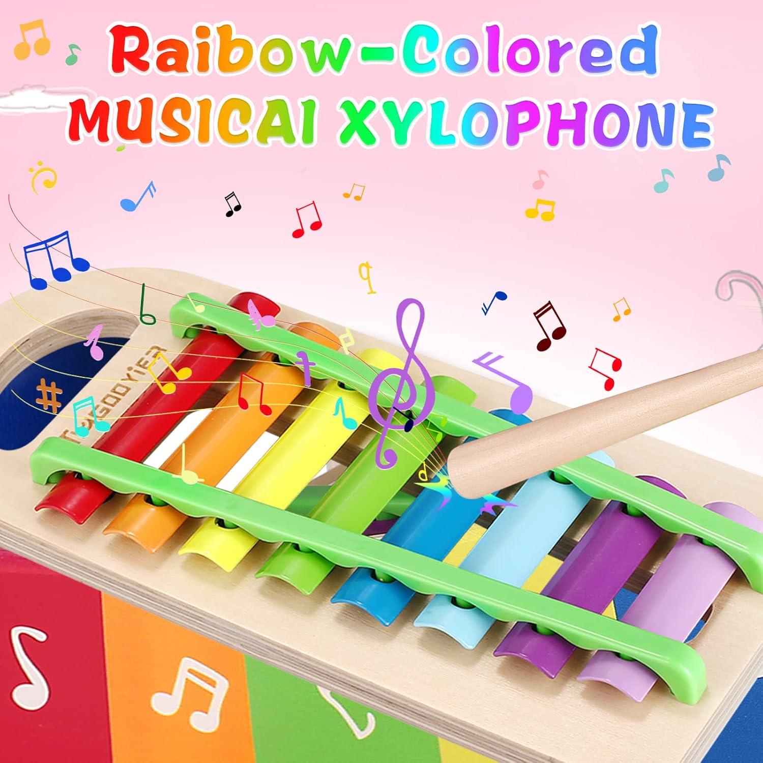 Xilófono de Madera NUGZIX con Martillo y Bolas - Juguete Montessori 1-3 Años