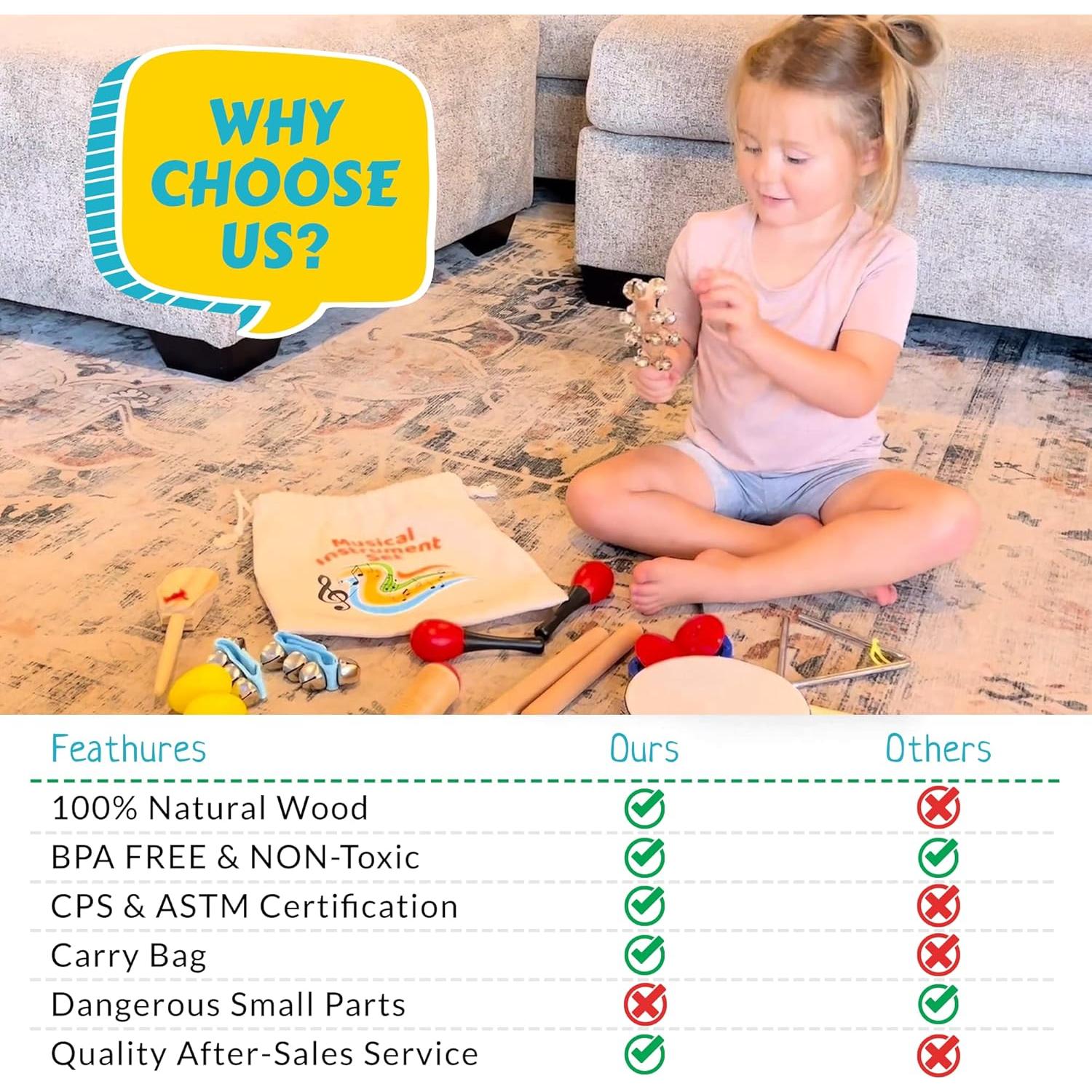 Conjunto de Instrumentos Musicales Boxiki Kids 16 PCS - Percusión Educativa para Niños 3+ Años