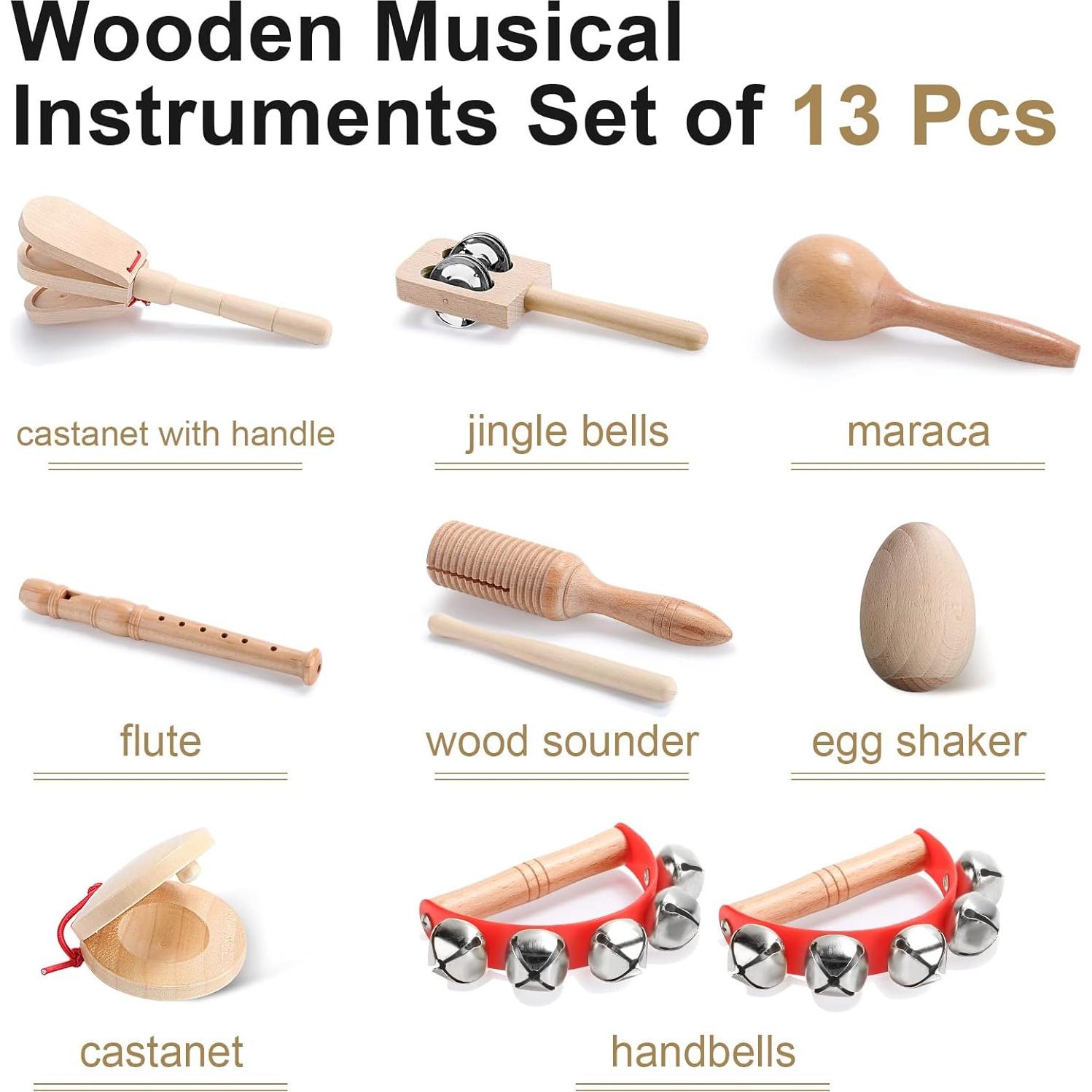 Conjunto de Instrumentos Musicales Chumia 13 Pcs Madera Educativos