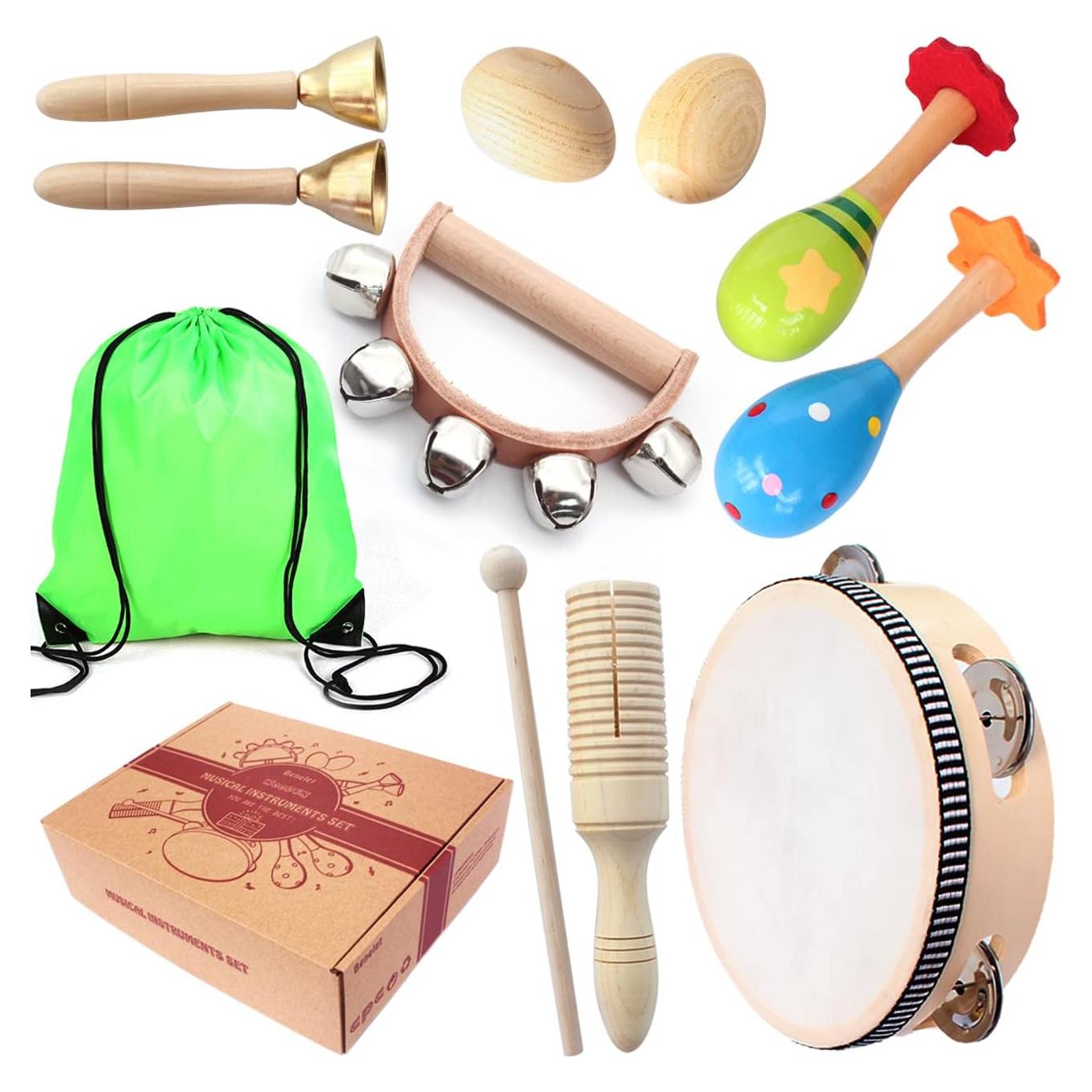 Juego de Instrumentos Musicales de Madera Benelet 9 Piezas