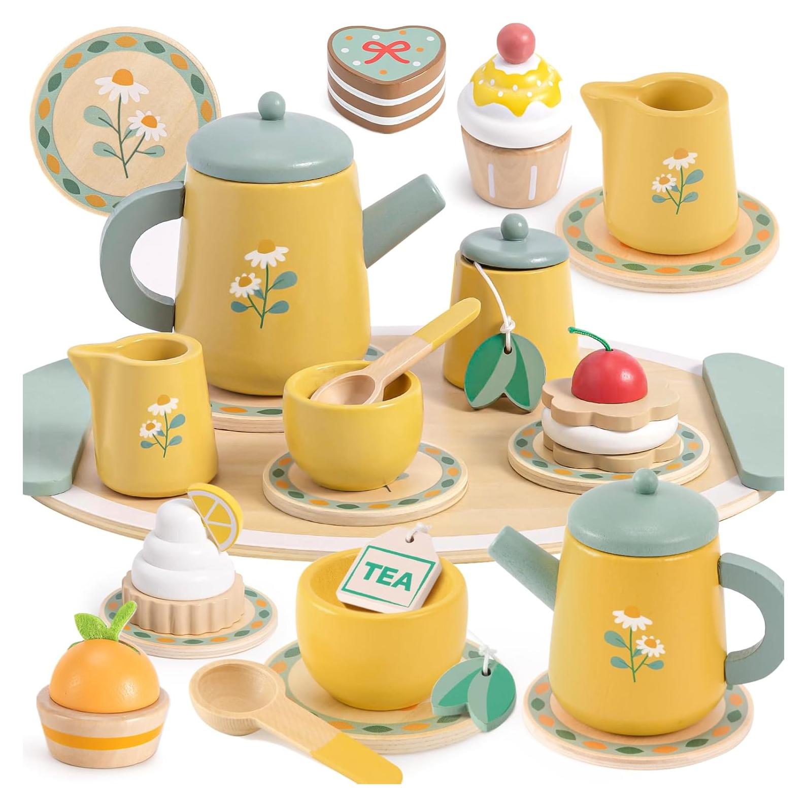 Juego de Té de Madera Toyssa para Niñas 3 a 5 Años