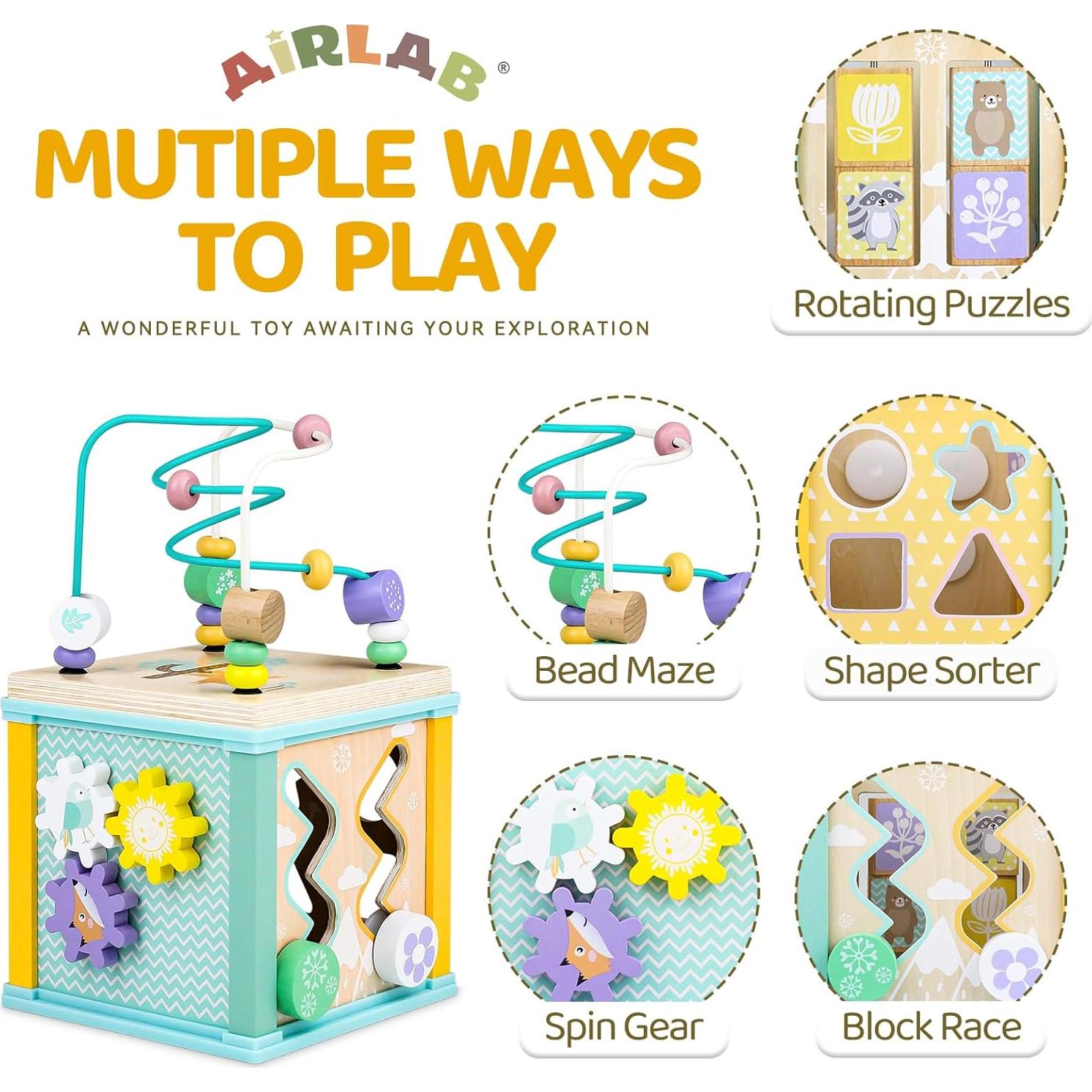 Juego de Té de Madera Montessori con Cubo de Actividades