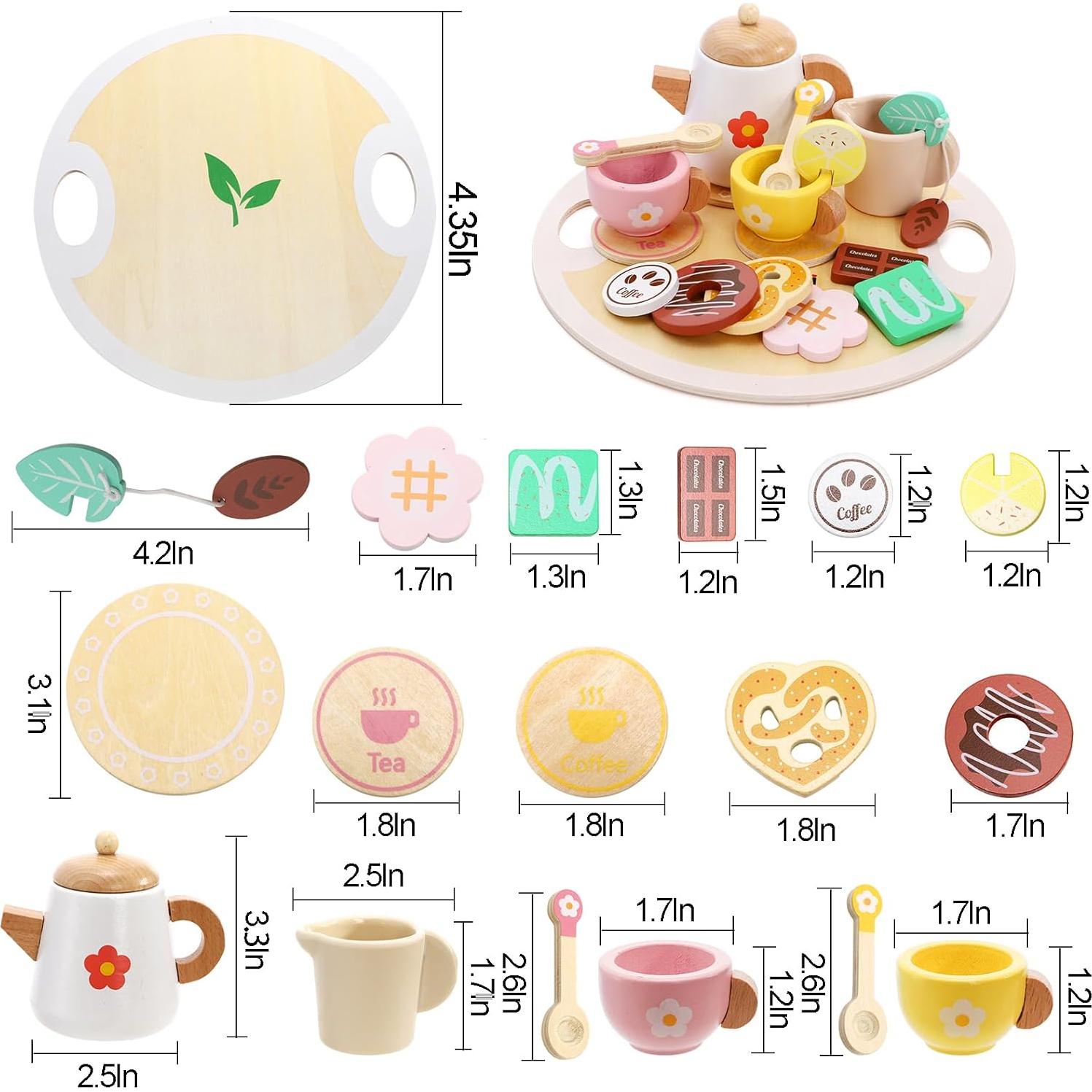 Juego de Té de Madera WUWEOT 18 Piezas para Niños